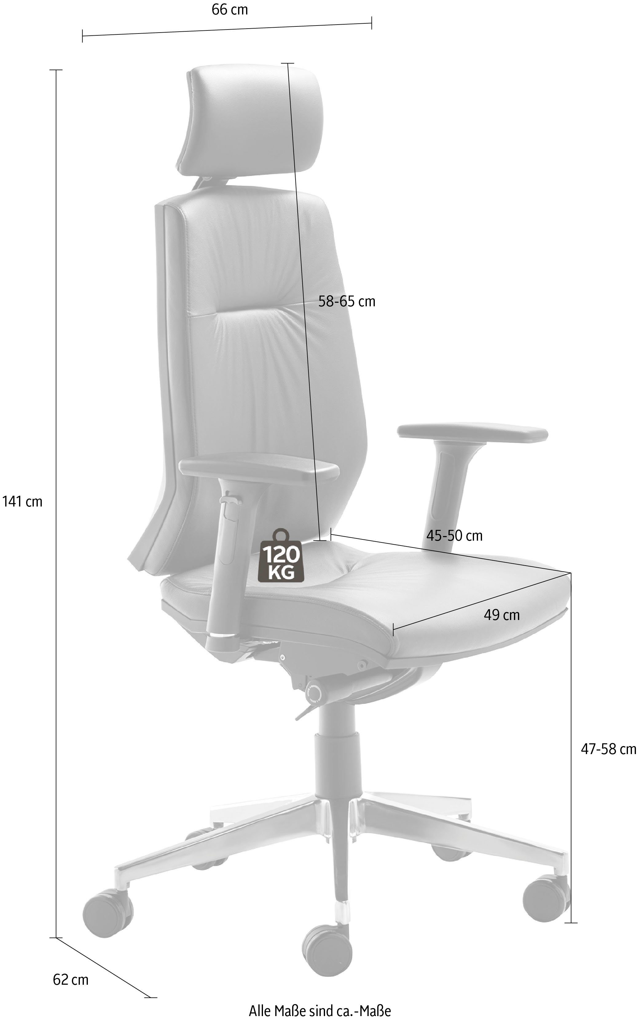 Mayer Sitzmöbel Chefsessel verstellbar, LINE, myCONTRACT verstellbare Rückenhöhe Kopfstütze Drehstuhl 7-fach