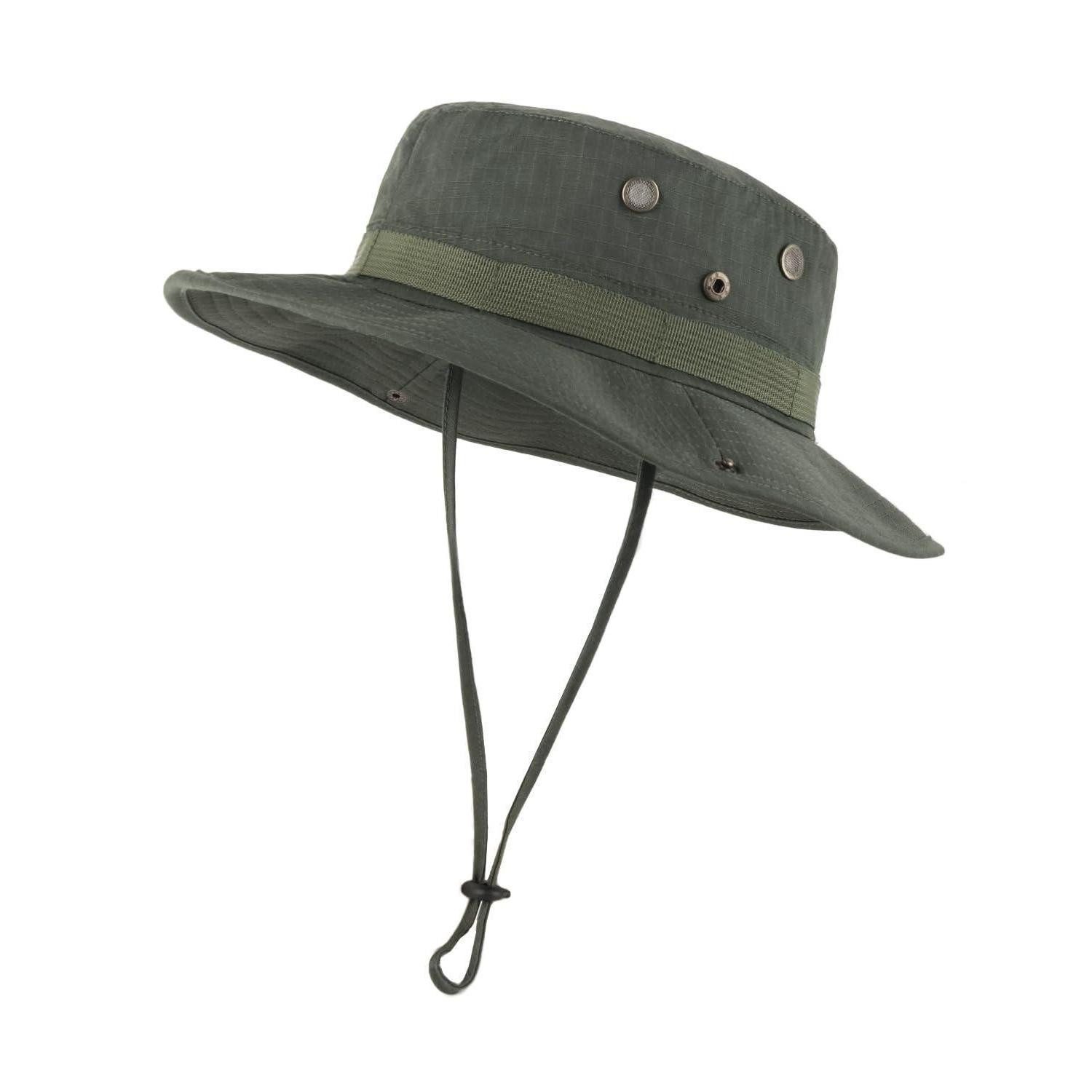 LuxusKollektion Outdoorhut Sonnenhut Buschhut Booniehat Krempe Camo Outdoor XXL-3XL Armeegrün
