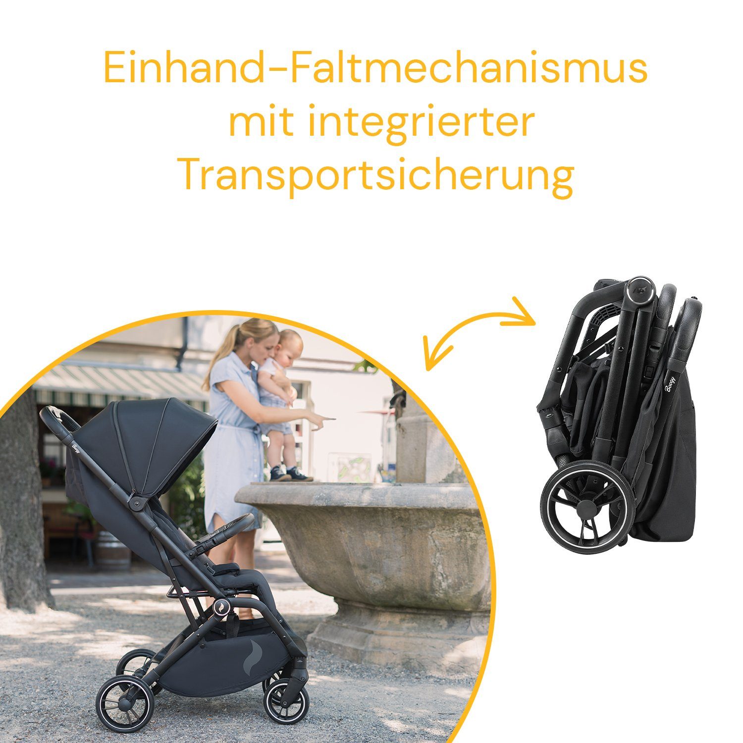 Osann Kinder-Buggy Boogy 2, 0 - 22 kg inkl. Regenverdeck, große Räder, Einhand-Faltmechanismus