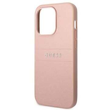 Guess Handyhülle Guess Saffiano Strap Collection Apple iPhone 14 Pro Max Hard Case Cover Schutzhülle Pink