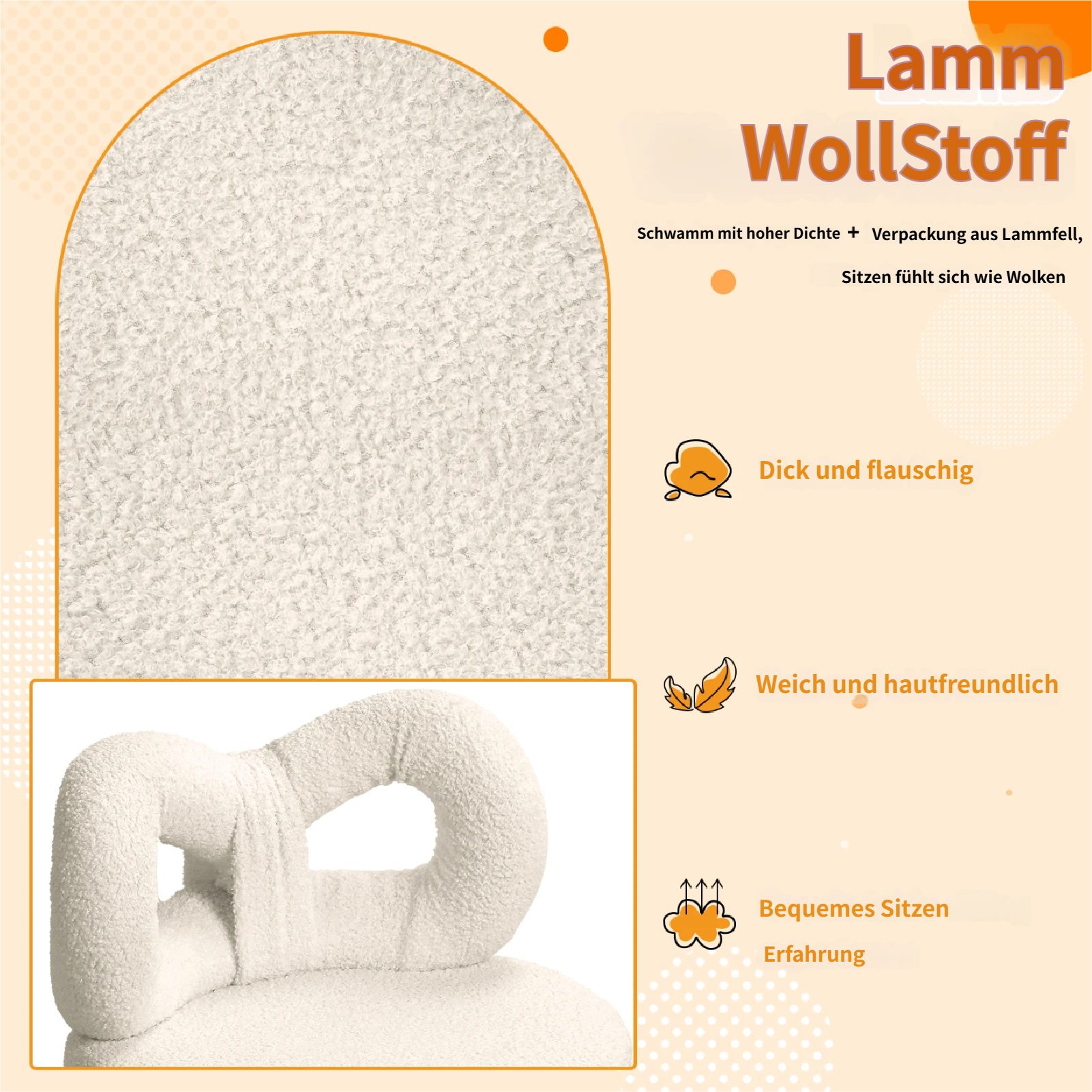 Rutaqian Stuhl Schminkhocker mit Bowknot Rückenlehne,Make-Up Stuhl, Einstellbare Fuß Pads,Armless,Dressing Stuhl Seite Tisch Sitz – Bild 4 von 5