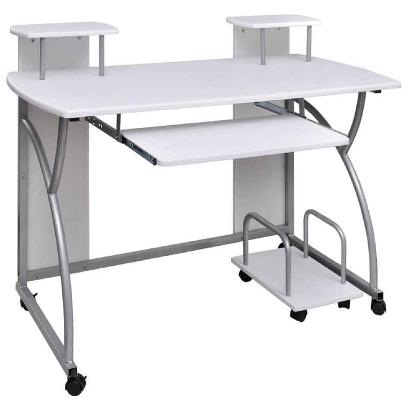 vidaXL Schreibtisch Computertisch Weiß 110x52x88,5 cm Holzwerkstoff
