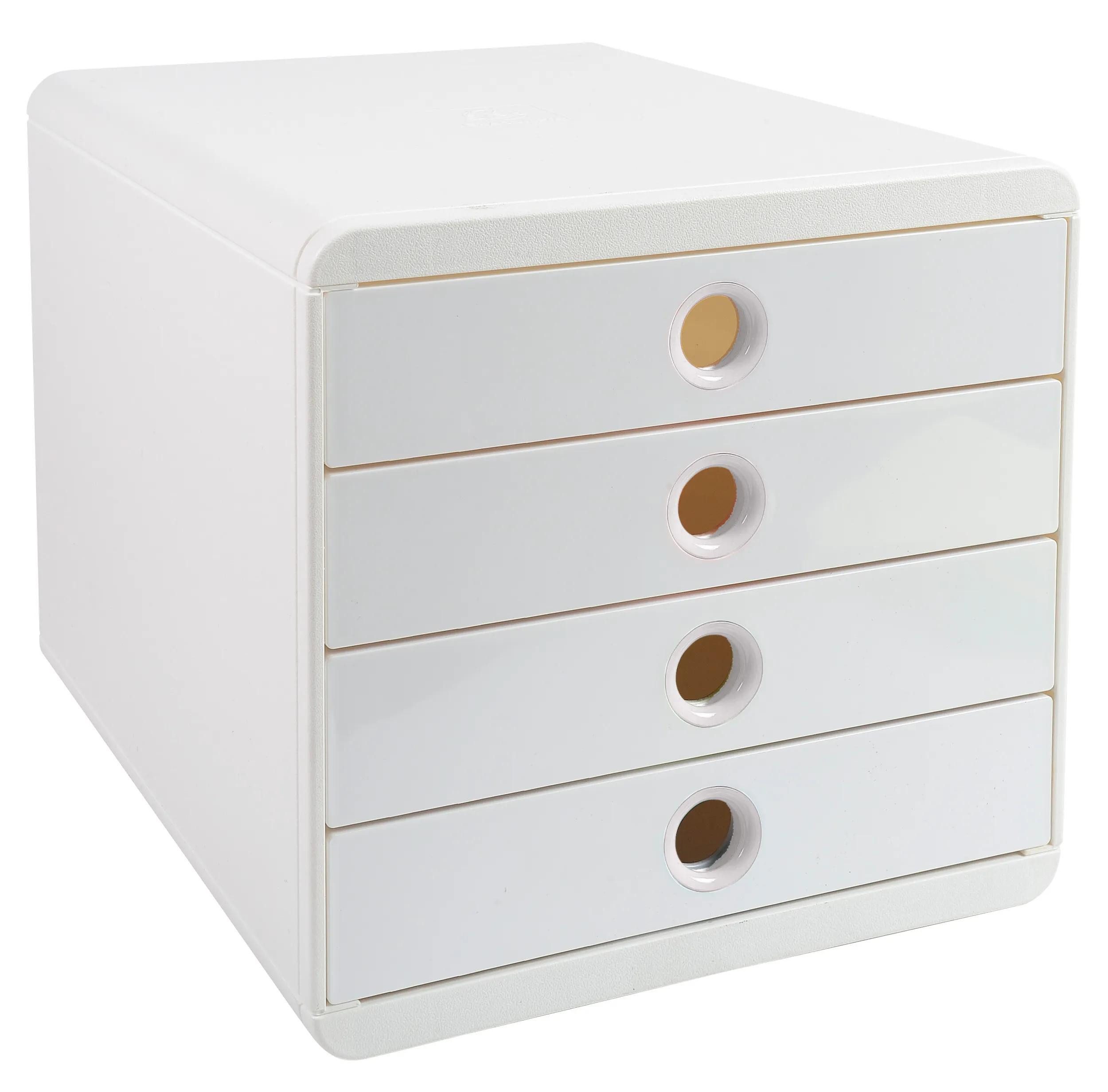 EXACOMPTA Aufbewahrungsbox Schubladenbox Pop Box, 4 Schubladen, AutentiK - Weiß - 314313D, Schubladenboxen