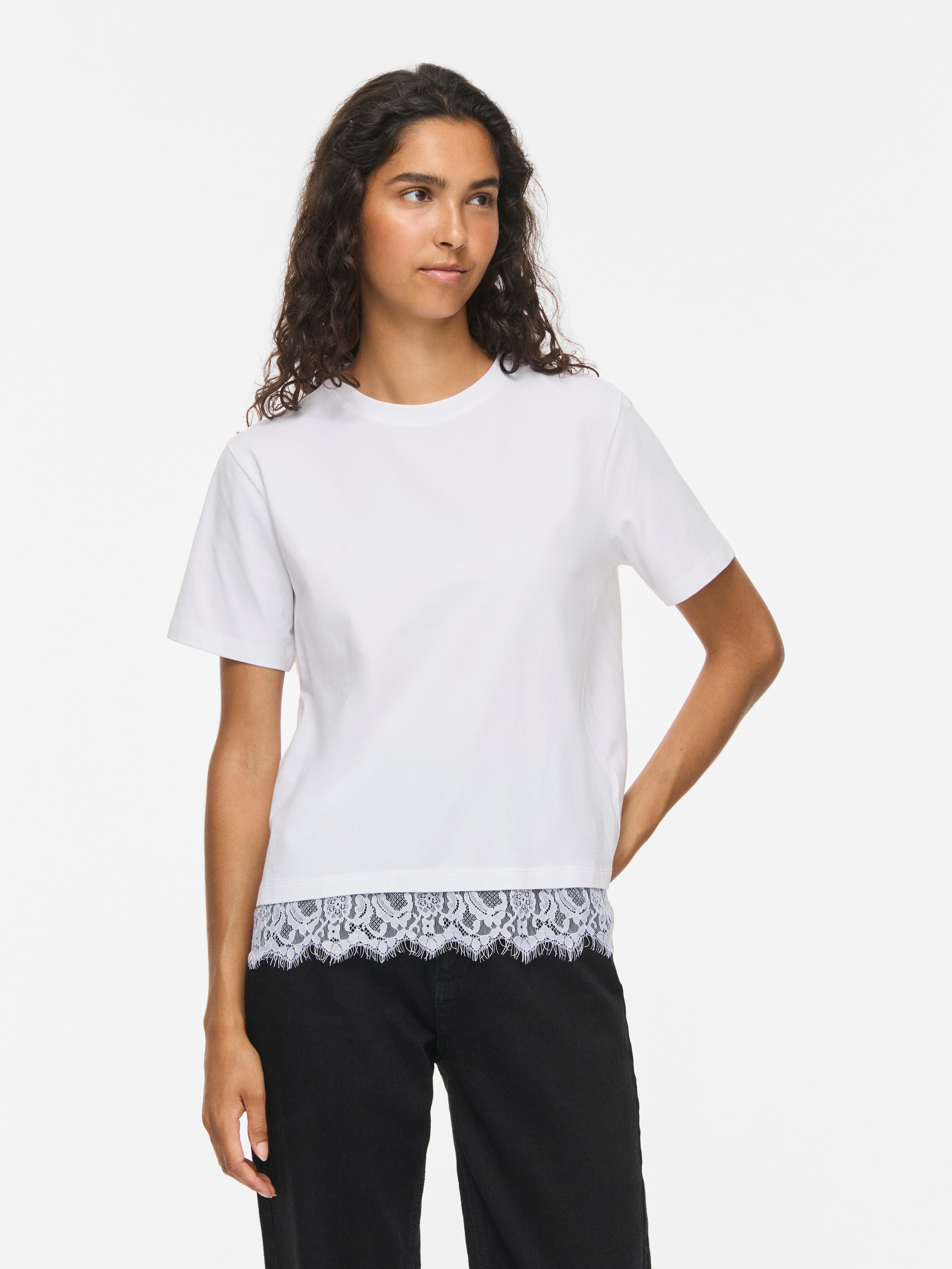 Vila Spitzenshirt VINORA S/S LACE T-SHIRT - NOOS Baumwollmischung, regular fit, mit Spitze