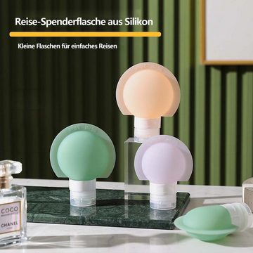 FIDDY Reisebehälter 3 Silikon-Reiseflaschen-Set, tragbar, auslaufsicher (Anzug, 3 St., 3 Silikonflaschen 60ML, 90ML), Nachfüllbare kosmetische Quetschflaschen-Toilettenartikel