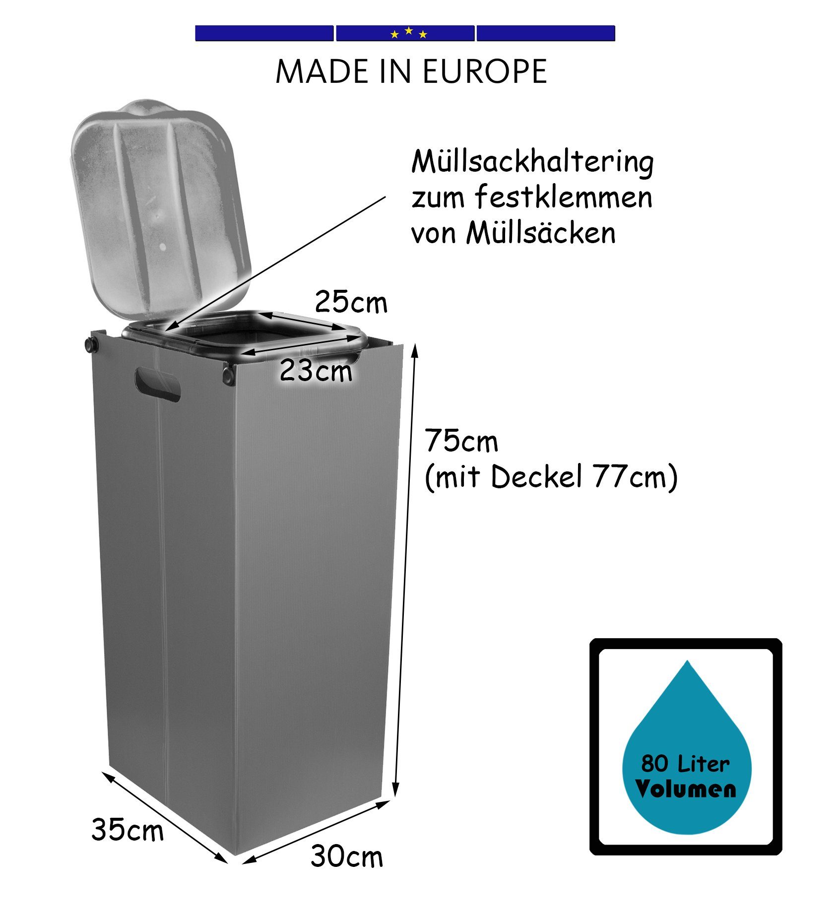 BigDean mit Müllsackständer Müllbeutelständer Sichtschutz Mülleimer GRüN Müllsackhalter