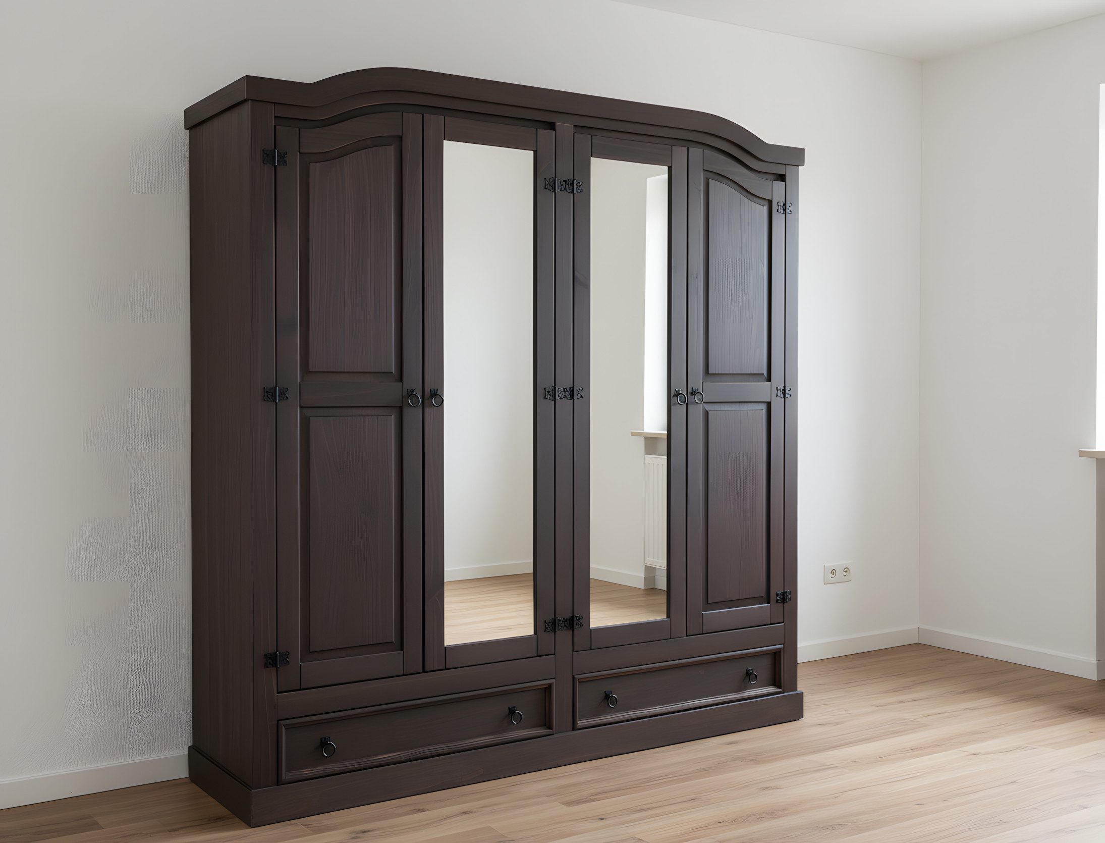 ebuy24 Kleiderschrank New Mexico Kleiderschrank 4-türig mit 2 Spiegeltür