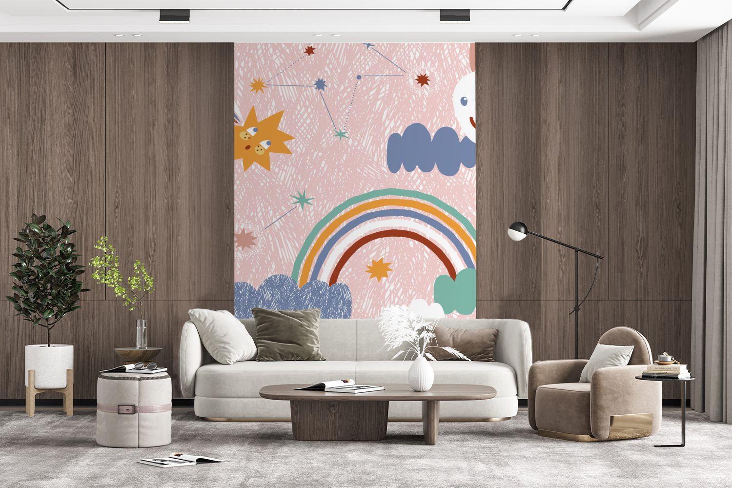 MuchoWow Fototapete Regenbogen - Wolken, - Vinyl für Montagefertig Wandtapete bedruckt, Wohnzimmer, Kinder Matt, Tapete (3 St)