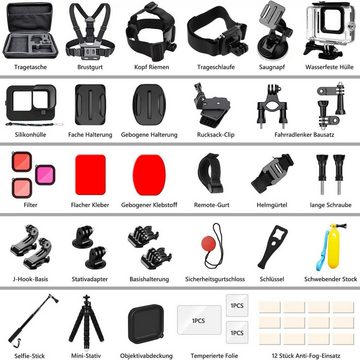 Rnemitery Kamerazubehör-Set 54 Stück Zubehörset Kit Bundle Kompatibel mit GoPro Hero 12/11/10/9