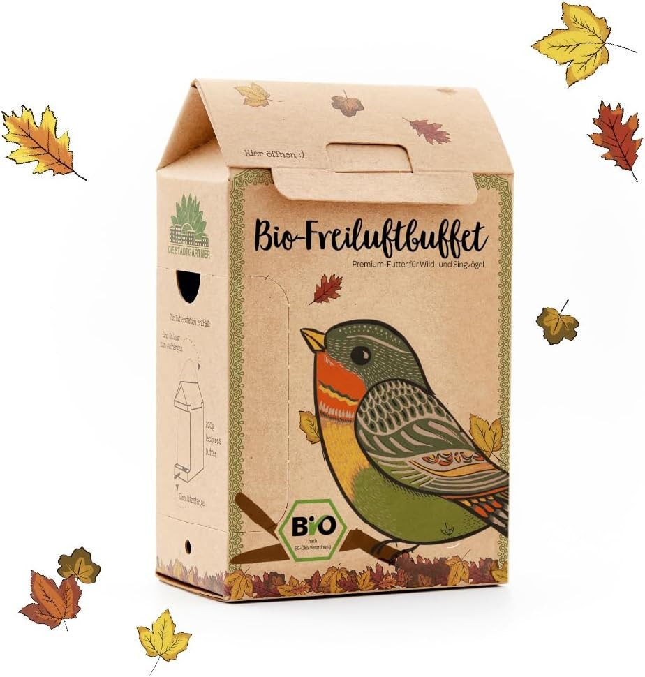 Futterhaus Freiluftbuffet - Wetterfeste Futterstation aus Naturkarton inkl Futter