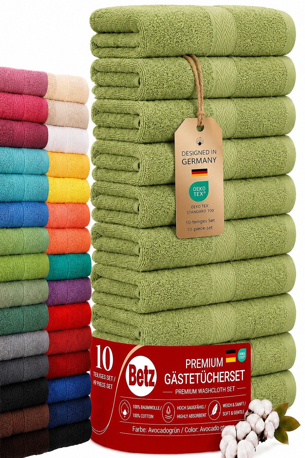 Betz Gästehandtücher 10 tlg. Gästehandtücher-Set PREMIUM 100 % Baumwolle 30x50cm, 100% Baumwolle (10-St)