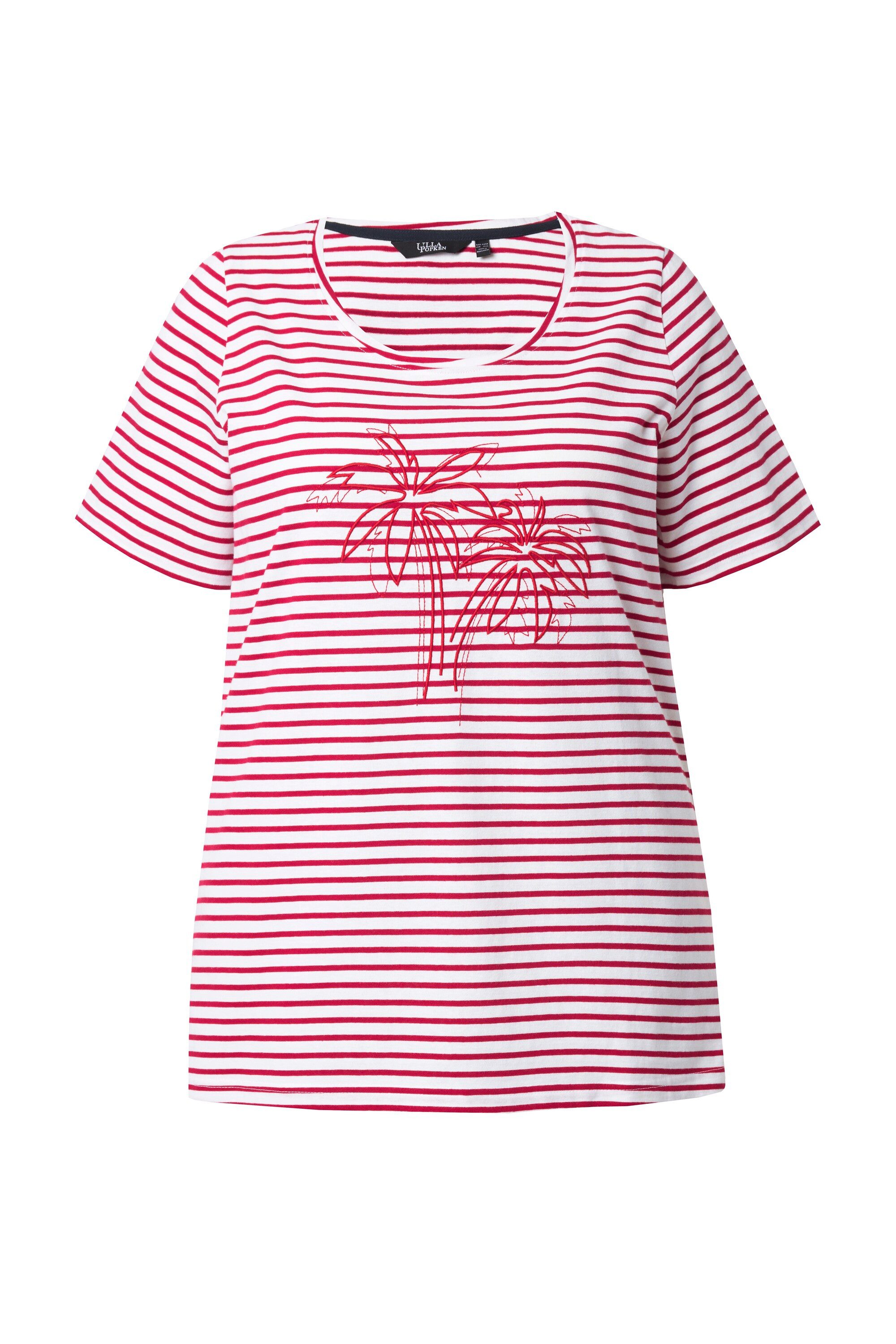 Ulla Popken T-Shirt T-Shirt Ringel Palmenstickerei günstig online kaufen