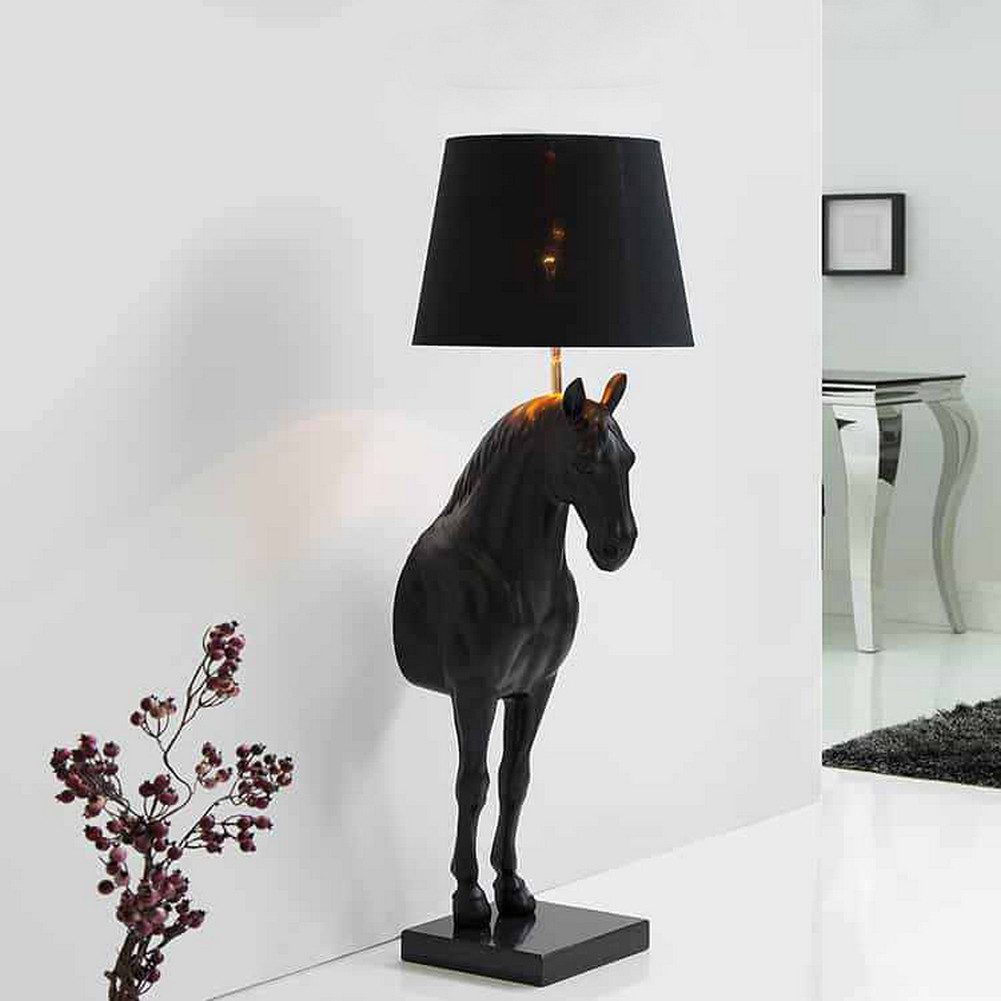 cagü Stehlampe Design Stehlampe Pferd MUSTANG Schwarz mit Marmorfuß & Fiberglas 130cm, Ein-/Ausschalter, ohne Leuchtmittel, E27
