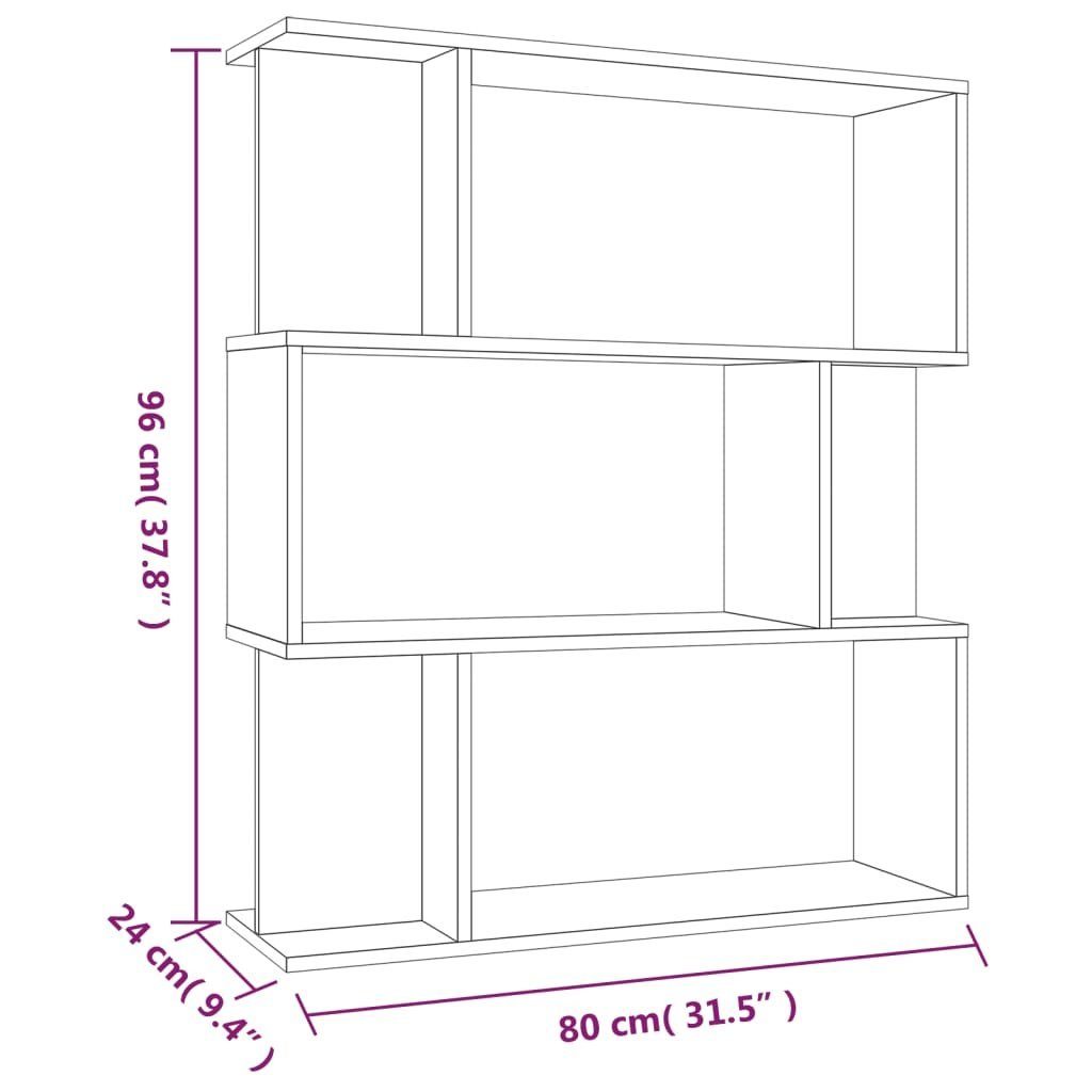 Braun 80x24x96 Bücherregal Eiche cm Holzwerkstoff, Eiche 1-tlg. Braune vidaXL Bücherregal/Raumteiler