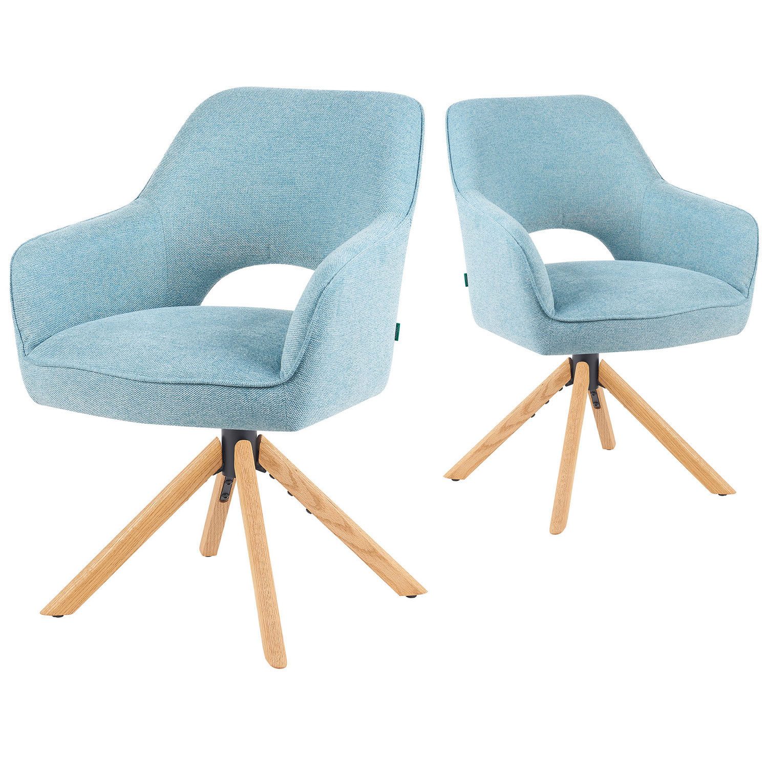 DUBI Möbel Polsterstuhl Mika-Lara 2er-Set, Federkern, Eiche geölt, 360° dre günstig online kaufen