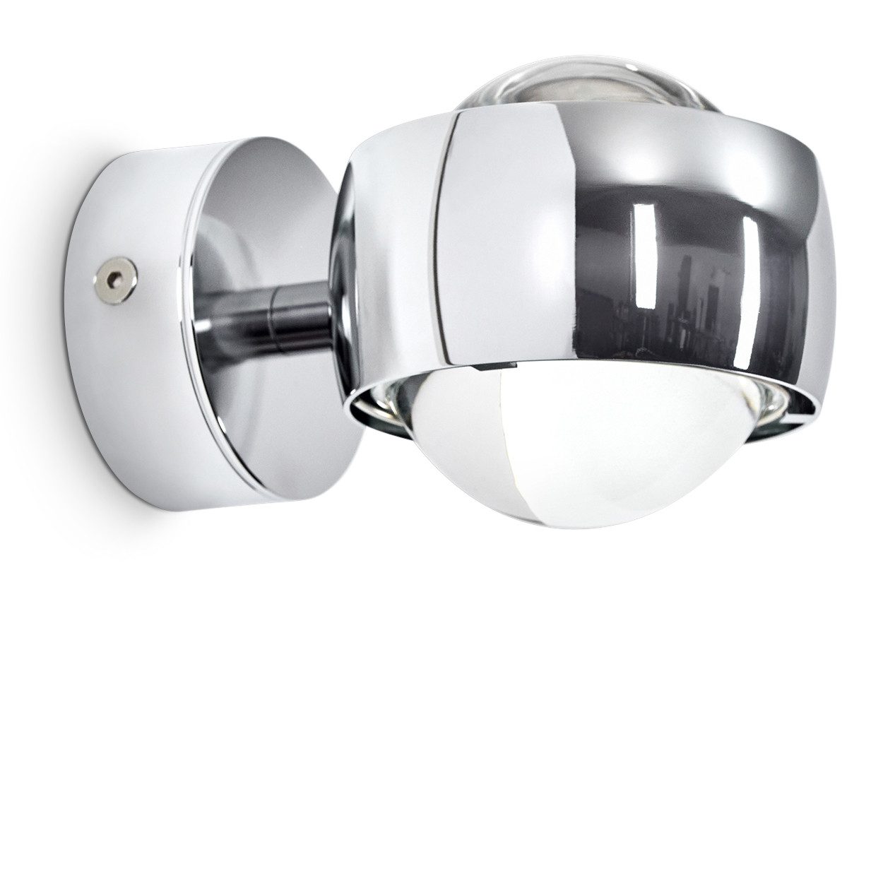 hofstein Wandleuchte »Osacca« halbrunde Wandlampe aus Metall mit Glas-Linsen, ohne Leuchtmittel, verchromter Raumfluter, indirektes Licht in Form von zwei Lichtkegeln