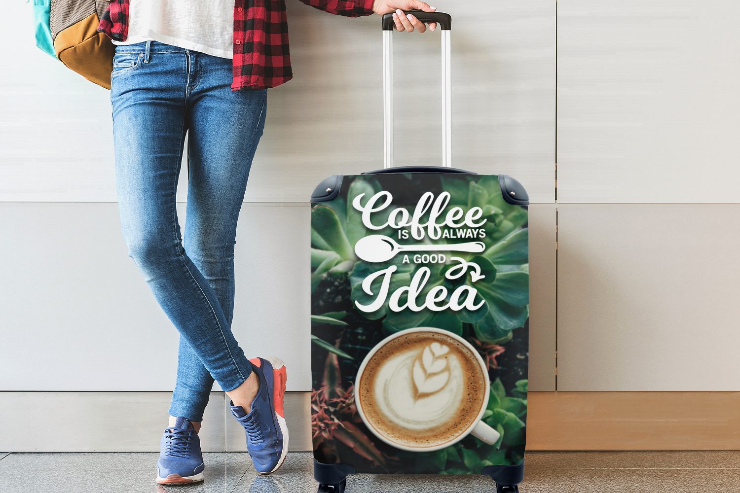 ist Rollen, Reisekoffer Handgepäck MuchoWow eine rollen, für Reisetasche mit Zitate Sprichwörter Ferien, Idee, - - Trolley, - Kaffee Kaffee immer 4 Handgepäckkoffer gute