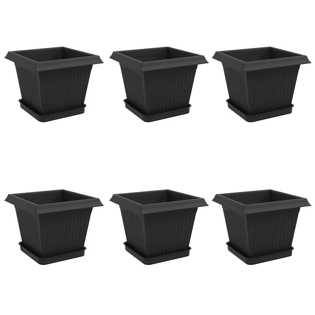 vidaXL Blumentopf Blumentöpfe 6 stk. Schwarz Kunststoff (6 St)