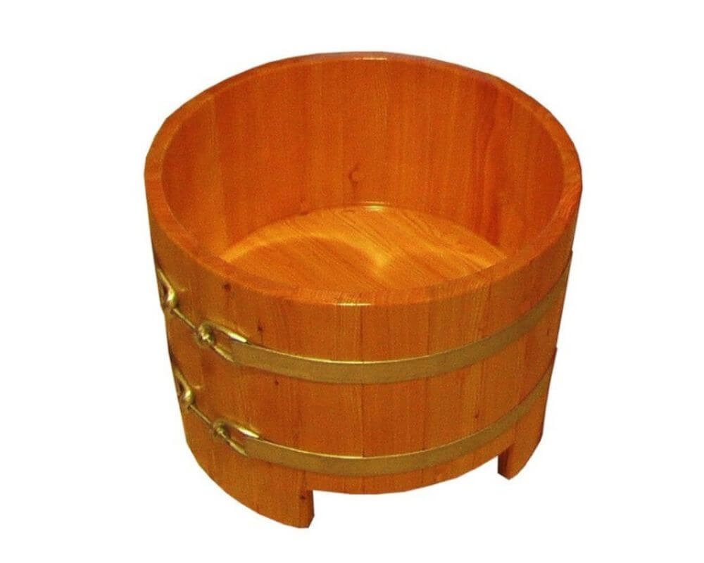 Blumenberg Fußbad Fußbadebottich groß Ø 63 cm Lärche mit Hygieneversiegelung und Ablauf