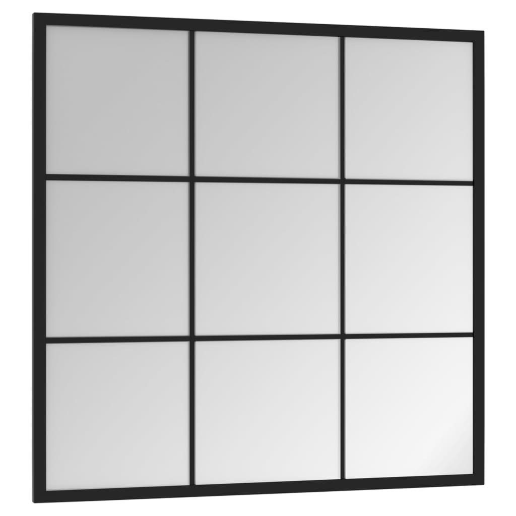 furnicato Wandspiegel Schwarzer 60 x 60 cm mit Metallrahmen (1-St), Klassische Glasfläche mit 3 mm Stärke und vier integrierten Haken
