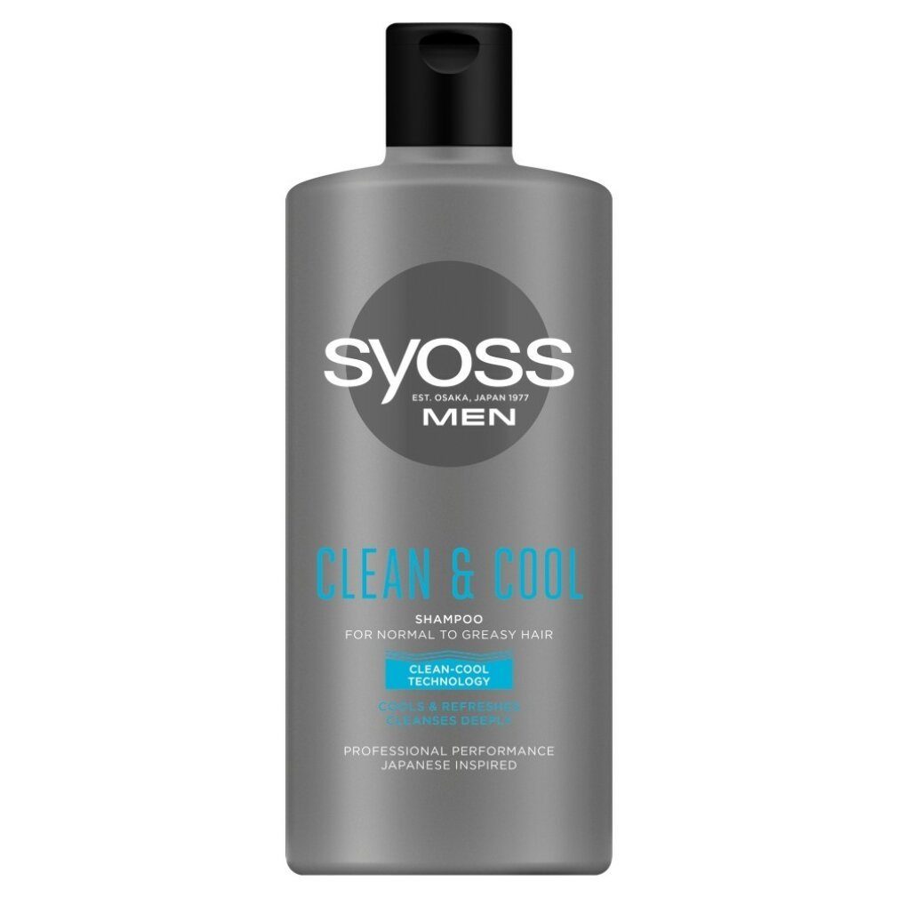 Syoss Haarshampoo Men Clean & Cool Shampoo für normales bis fettiges Haar 440ml