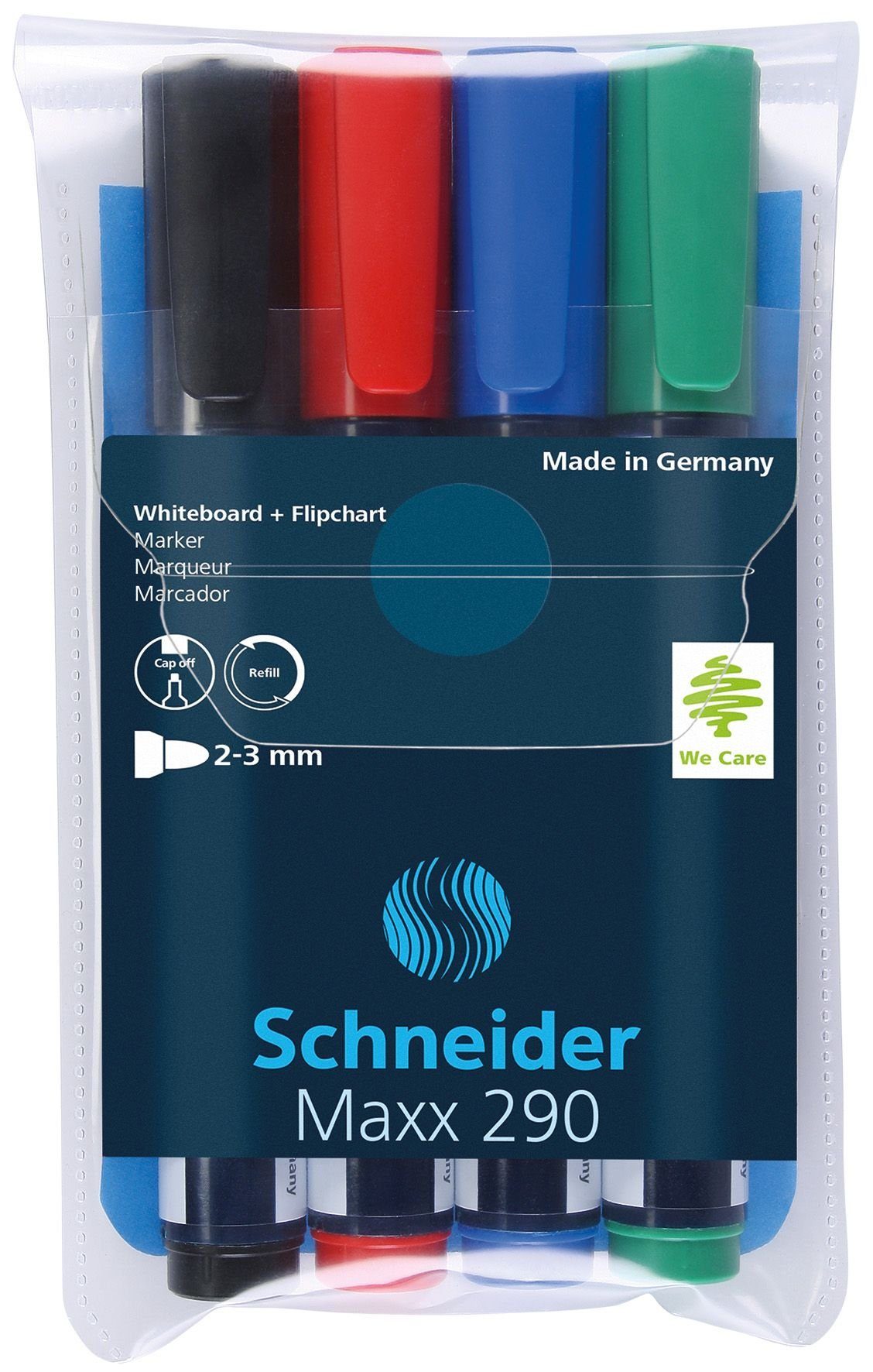 Schneider Whiteboard Marker Board-Marker Maxx 290 - 2-3 mm, 4er Etui sortiert