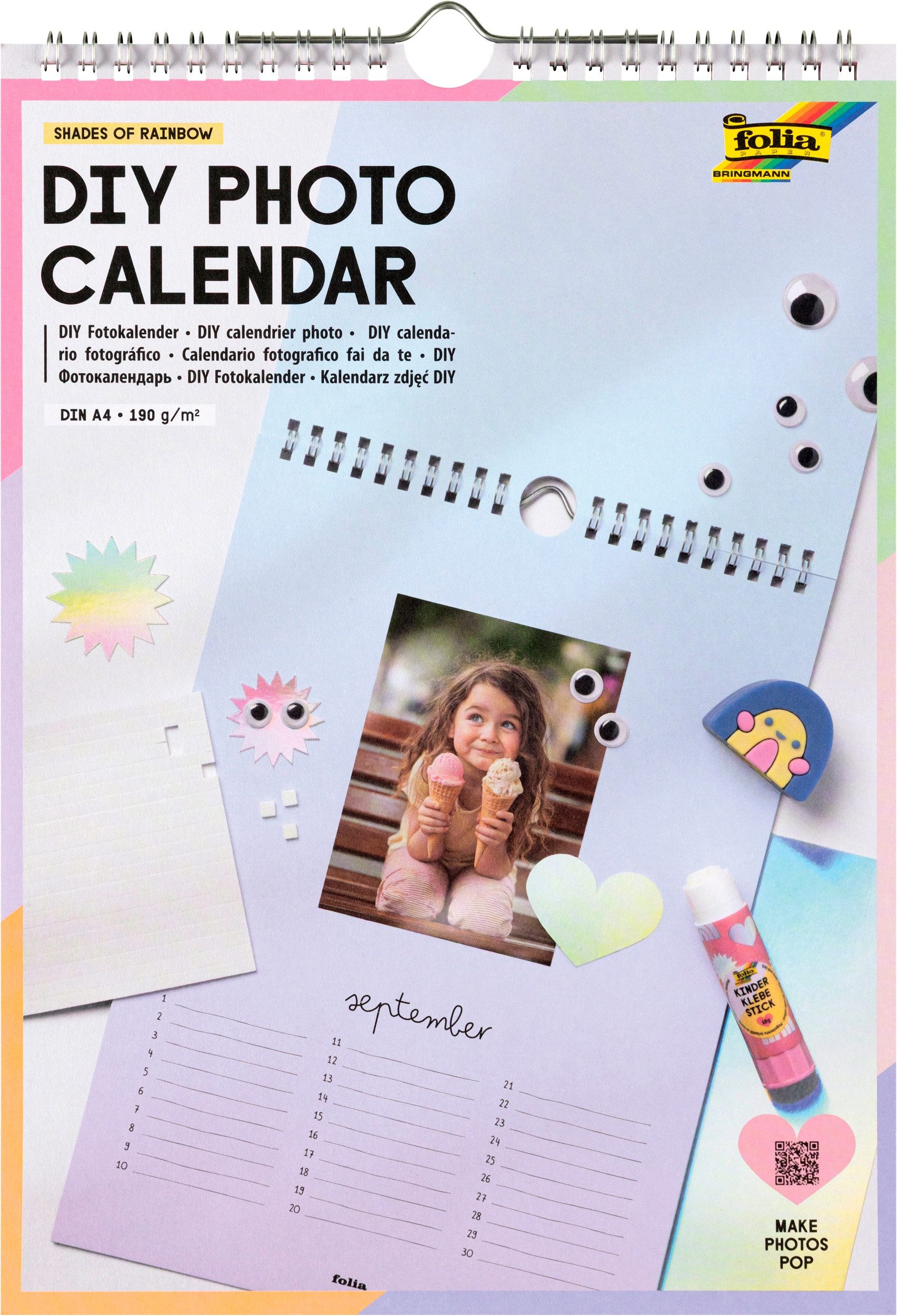 Folia Kalender zum Selbstbasteln Bastelkalender „shades of rainbow“, blanko