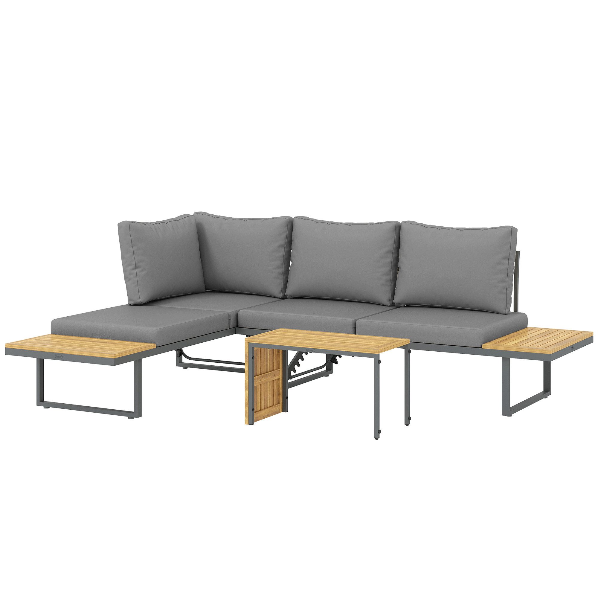 Outsunny Garten-Essgruppe mit Eckbank, verstellbar Rückenlehne, günstig online kaufen