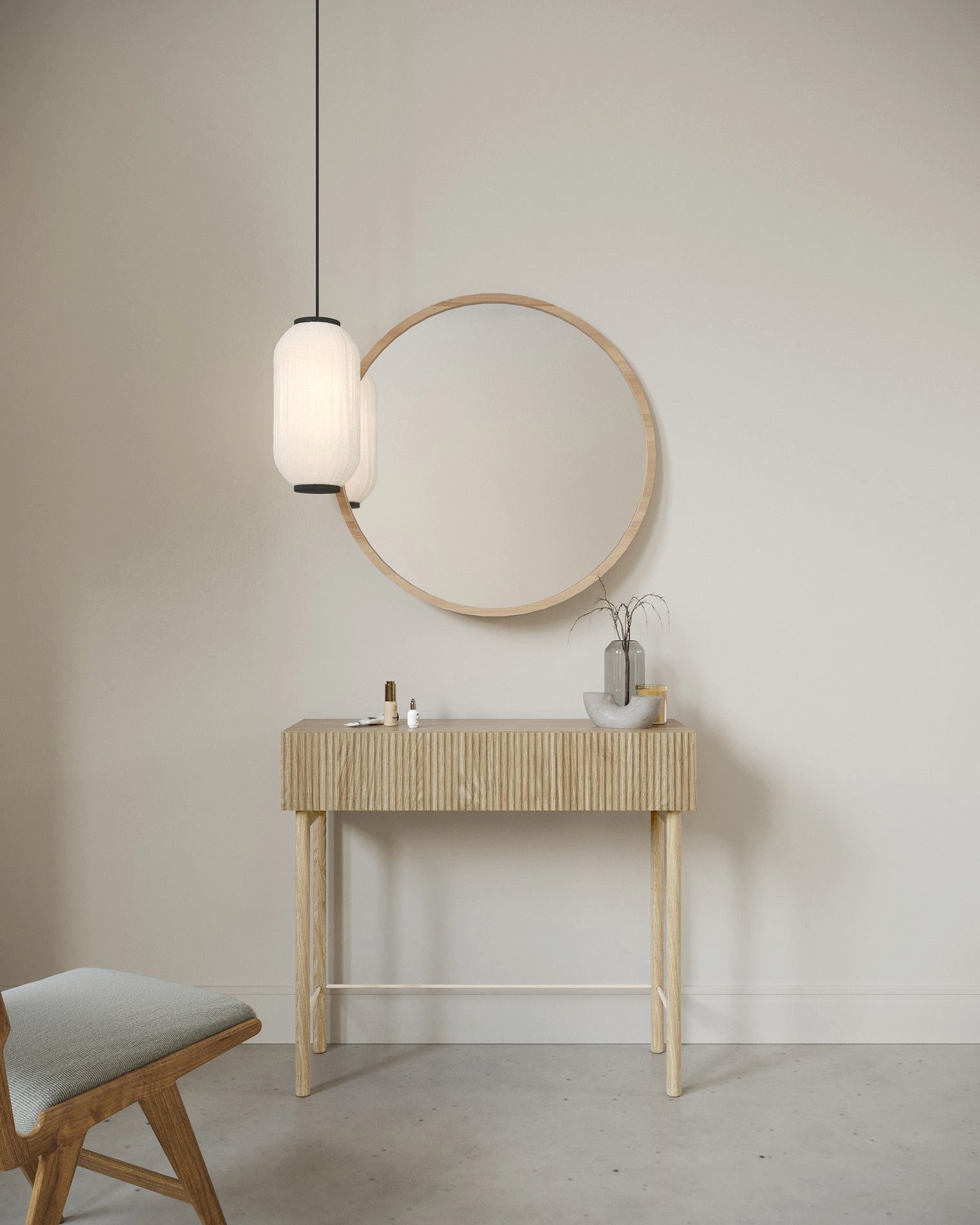 Selsey Konsolentisch NOLIE, mit Schublade, geriffelter Front und Holzbeinen, 90 cm