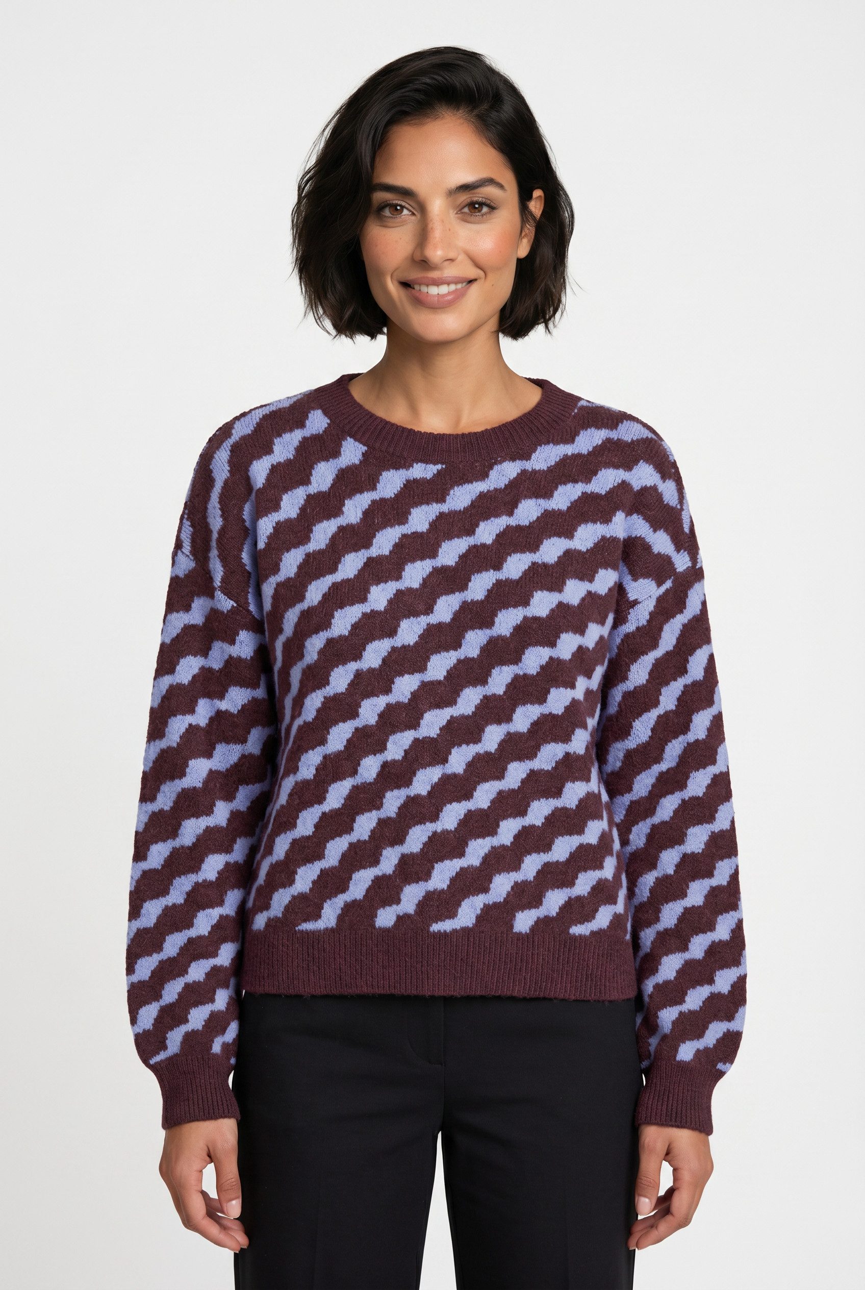 Vero Moda Rundhalspullover VMLARA LS O-NECK PULLOVER GA BOO REP Materialmix, Stretch, regular fit