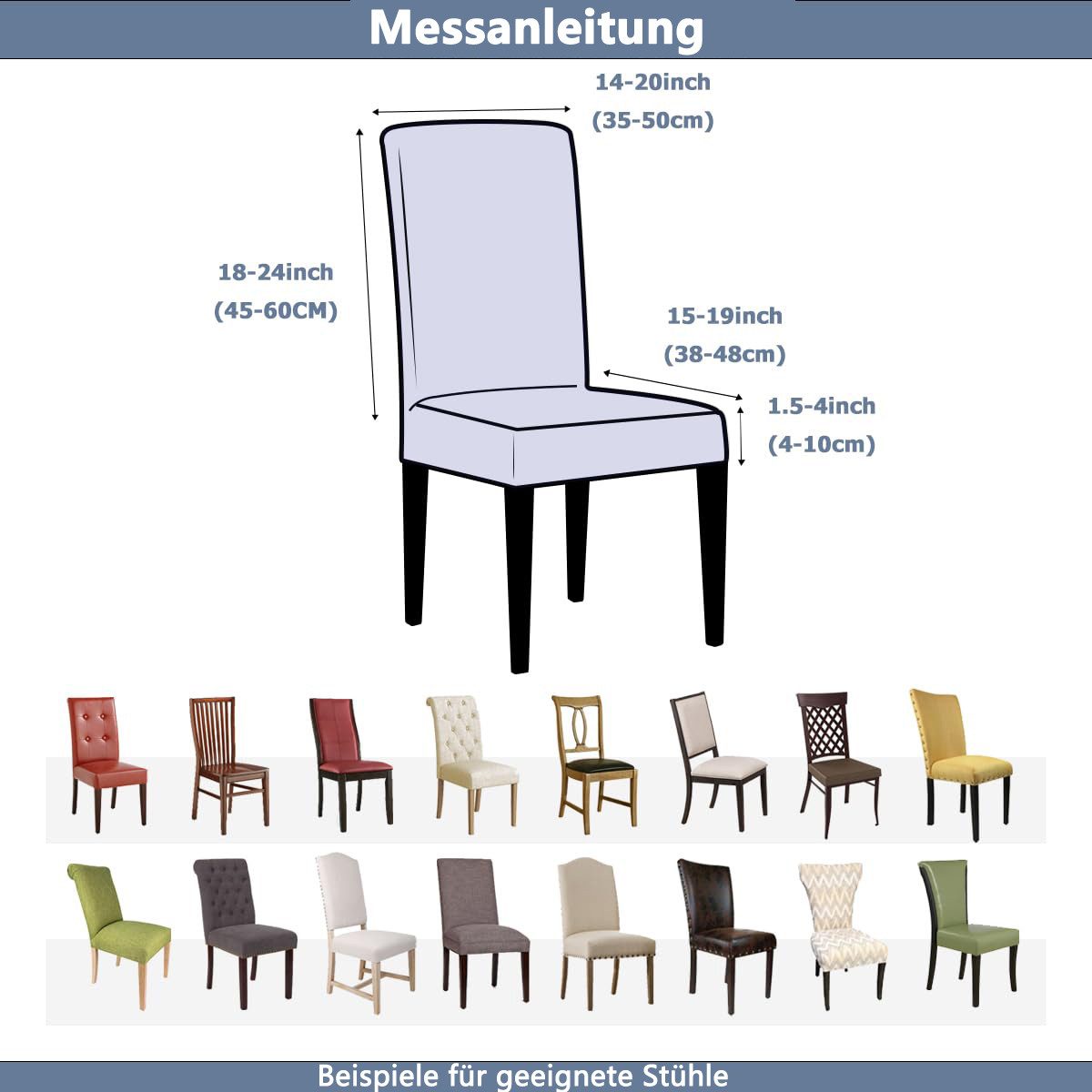Agger Stuhlhusse Stuhlhussen 4/6er Set Stretch Stuhlbezug, Modernes Muster Abnehmbarer, Waschbar Stuhl Hussen für Wohnzimmer, Esszimmerstühle – Bild 5 von 5