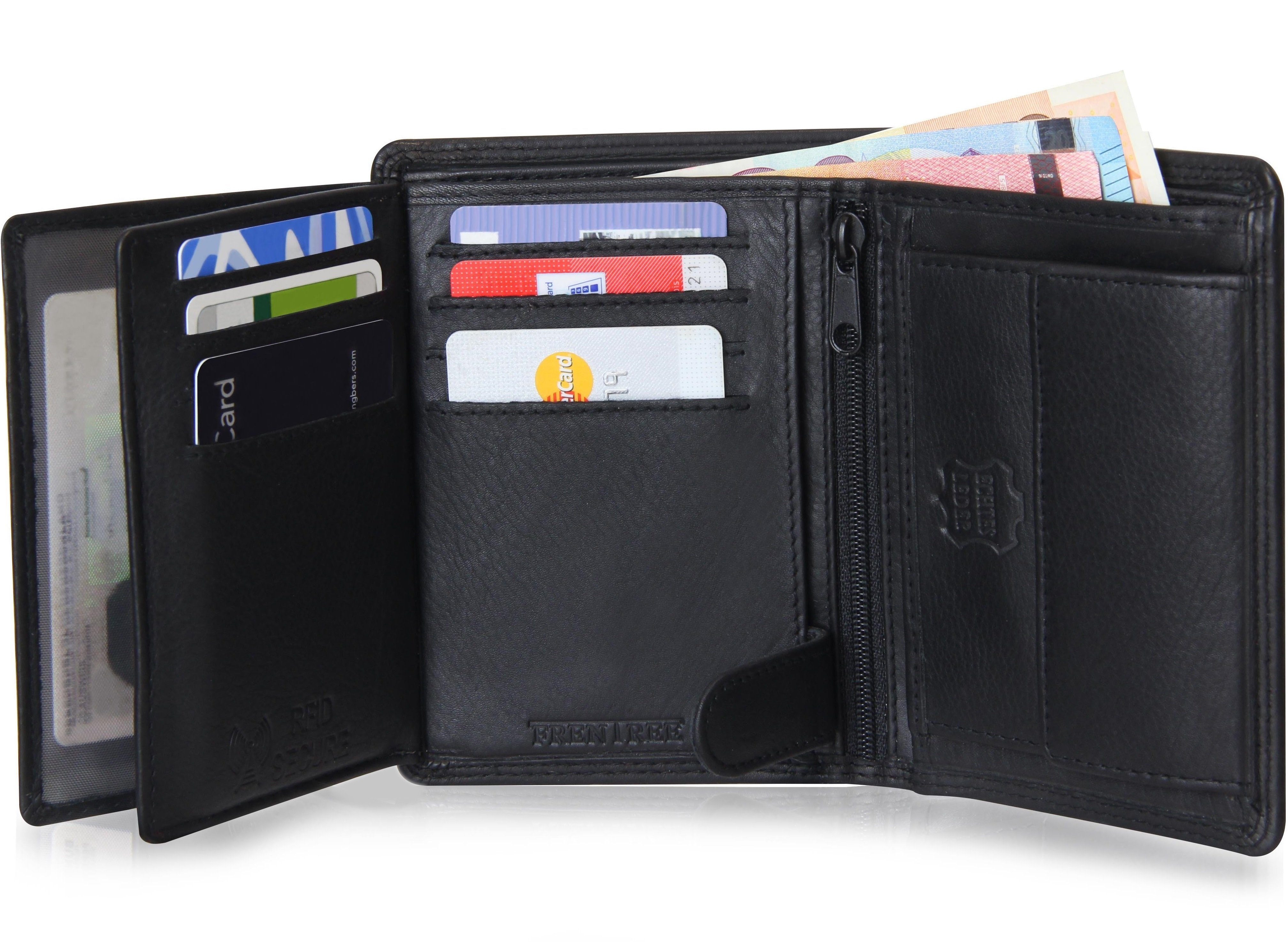 Herren Alle Herrentaschen Frentree Geldbörse LB-01, Portemonnaie aus echtem Nappaleder, mit 15 Kartenfächern und RFID-Schutz, in