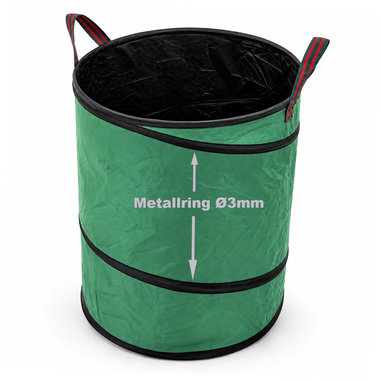 VABIONO Gartensack PopUp Gartenabfallsack Oxford 600D robuste Premium Qualität 150 Ltr., für Rasen, Laub, Heckenschnitt, Baumschnitt, (Metallstützringe (3,5 mm), 1-tlg., kostenloser Versand)