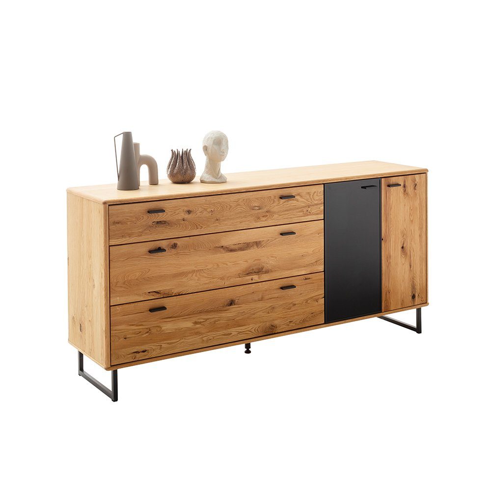 Lomadox Sideboard ALBACETE-05, in Wildeiche geölt (teilmassiv) mit anthrazit B/H/T ca. 179/85/44 cm