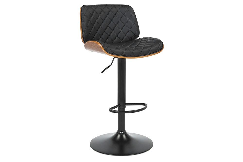 riess-ambiente Barhocker CHICAGO schwarz/braun - Kunstleder, MDF, Walnuss-Design, 360° drehbar (Einzelartikel, 1 St), Retro Tresenstuhl - ideal f. Küche, Wohn- & Esszimmer oder Bar-Bereich
