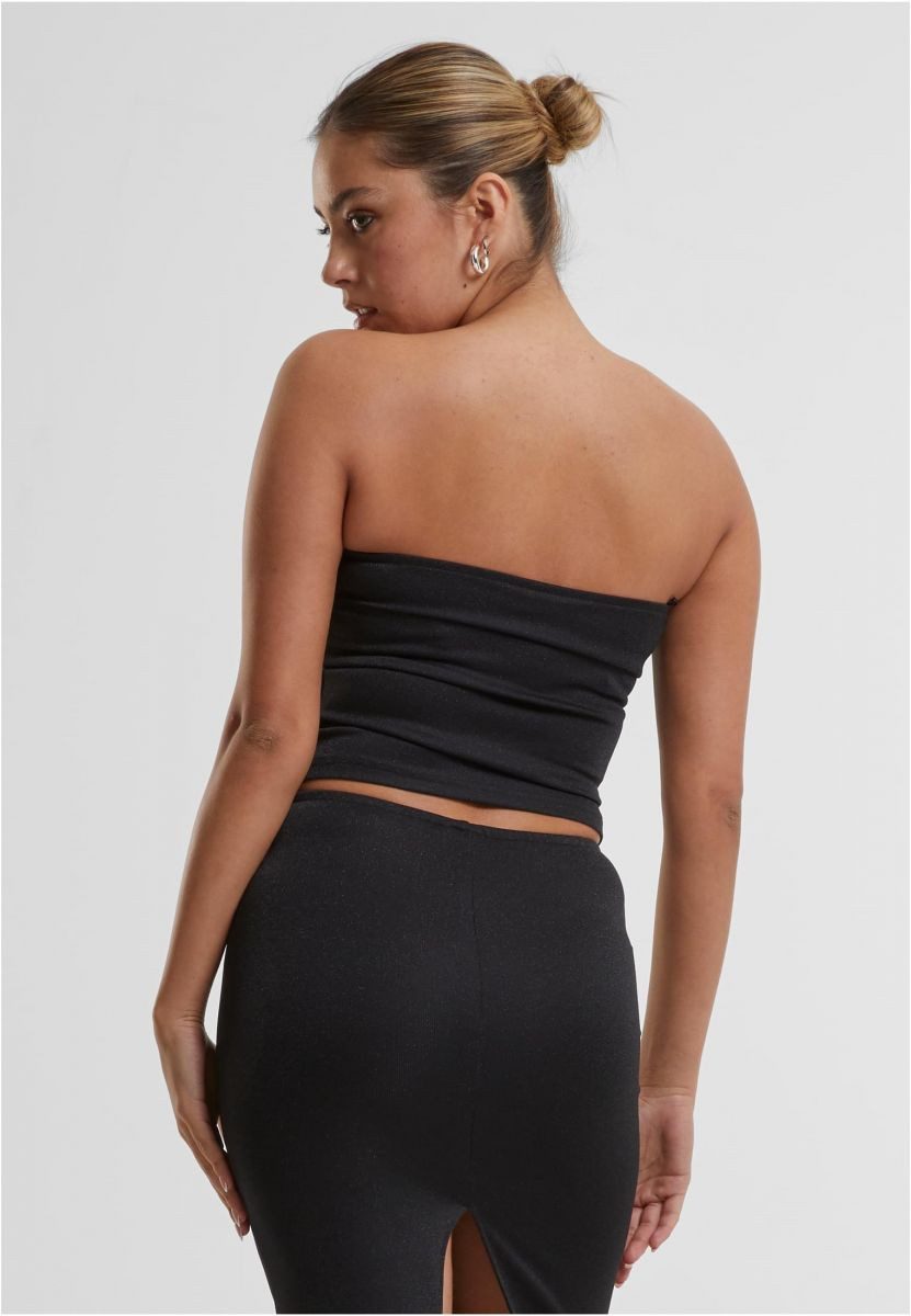 URBAN CLASSICS Tanktop Ladies Glitter Bandeau Top Damen schulterfrei