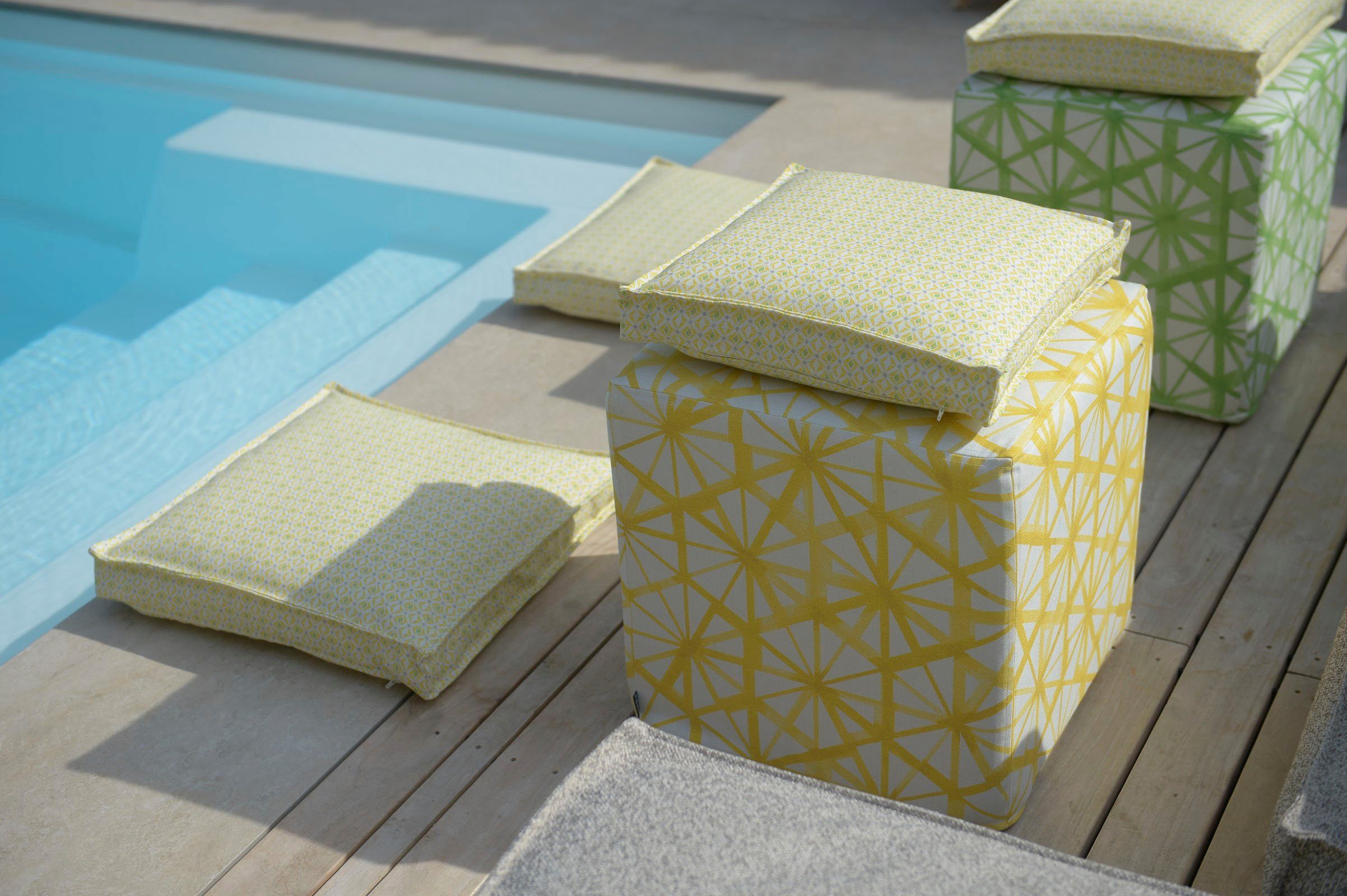 H.O.C.K. Sitzkissen Yuri, mit farbigen Mustermix