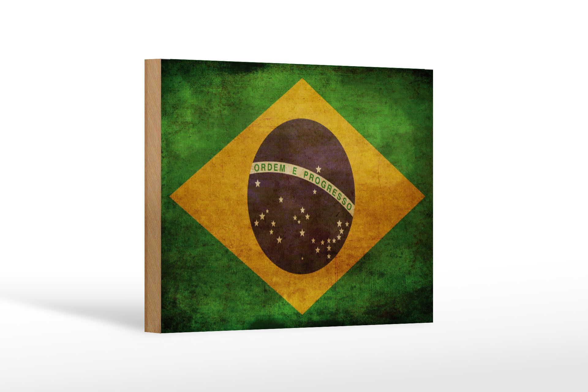 Femer GmbH Holzbild Flagge 18x12 cm Brasilien, Flaggen (1 St), Glatte Holzfaserplatte (MDF), vorn beschichtet