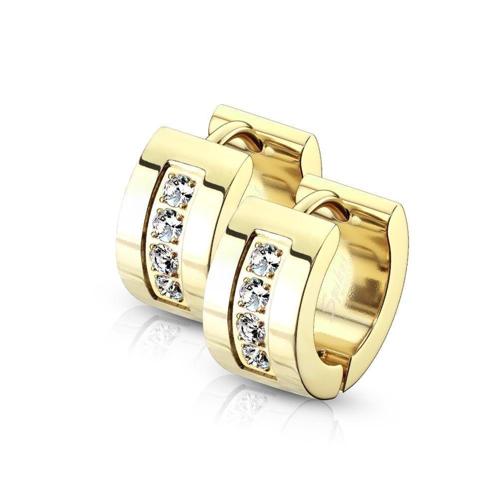 Ohrschmuck aus (2 7mm 2-tlg), BUNGSA Ohrringe Creolen-Set gold Paar Damen Kristall-Creolen Edelstahl Stück), (1 breit