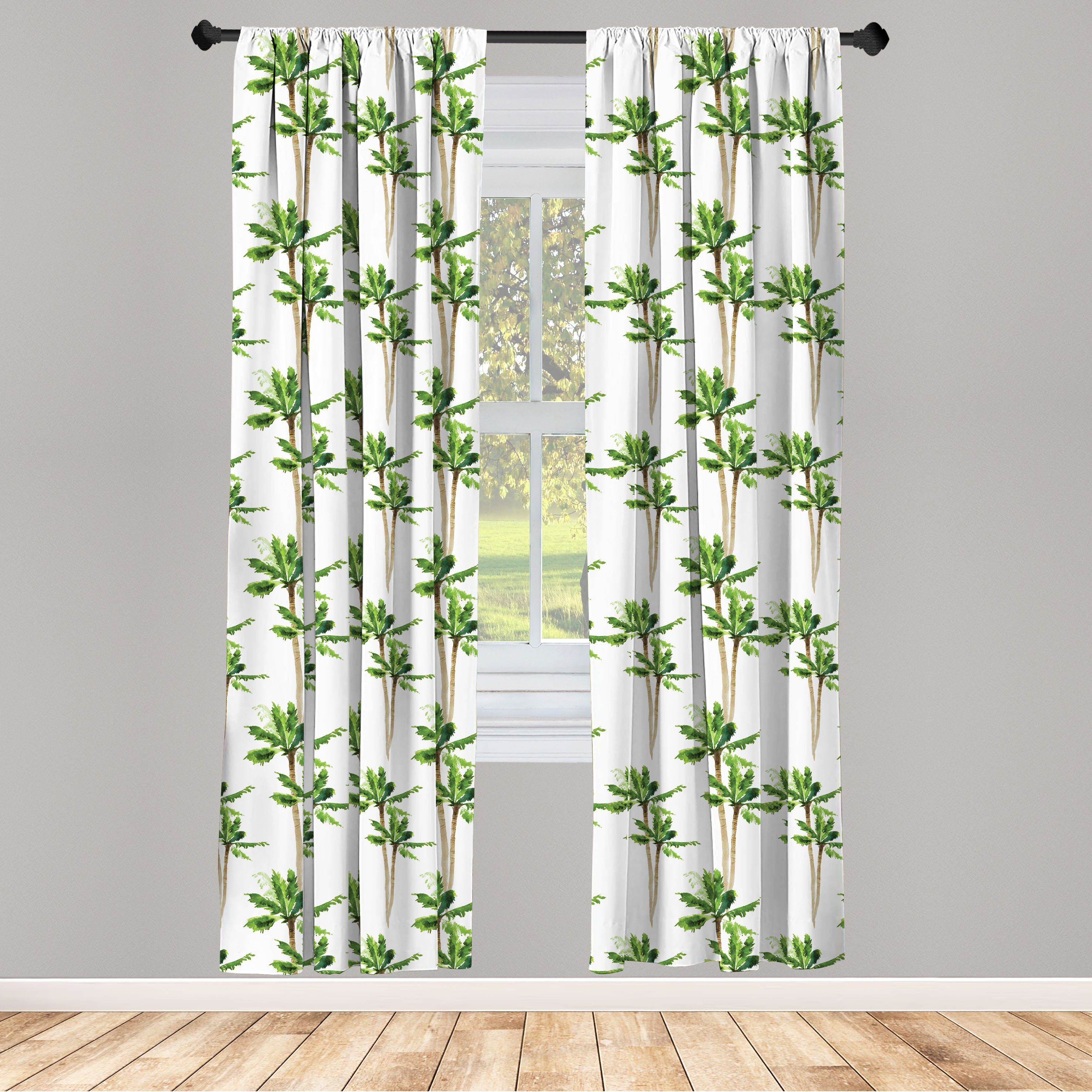Gardine Vorhang für Wohnzimmer Schlafzimmer Dekor, Abakuhaus, Microfaser, Palme Wald in den Aquarellen