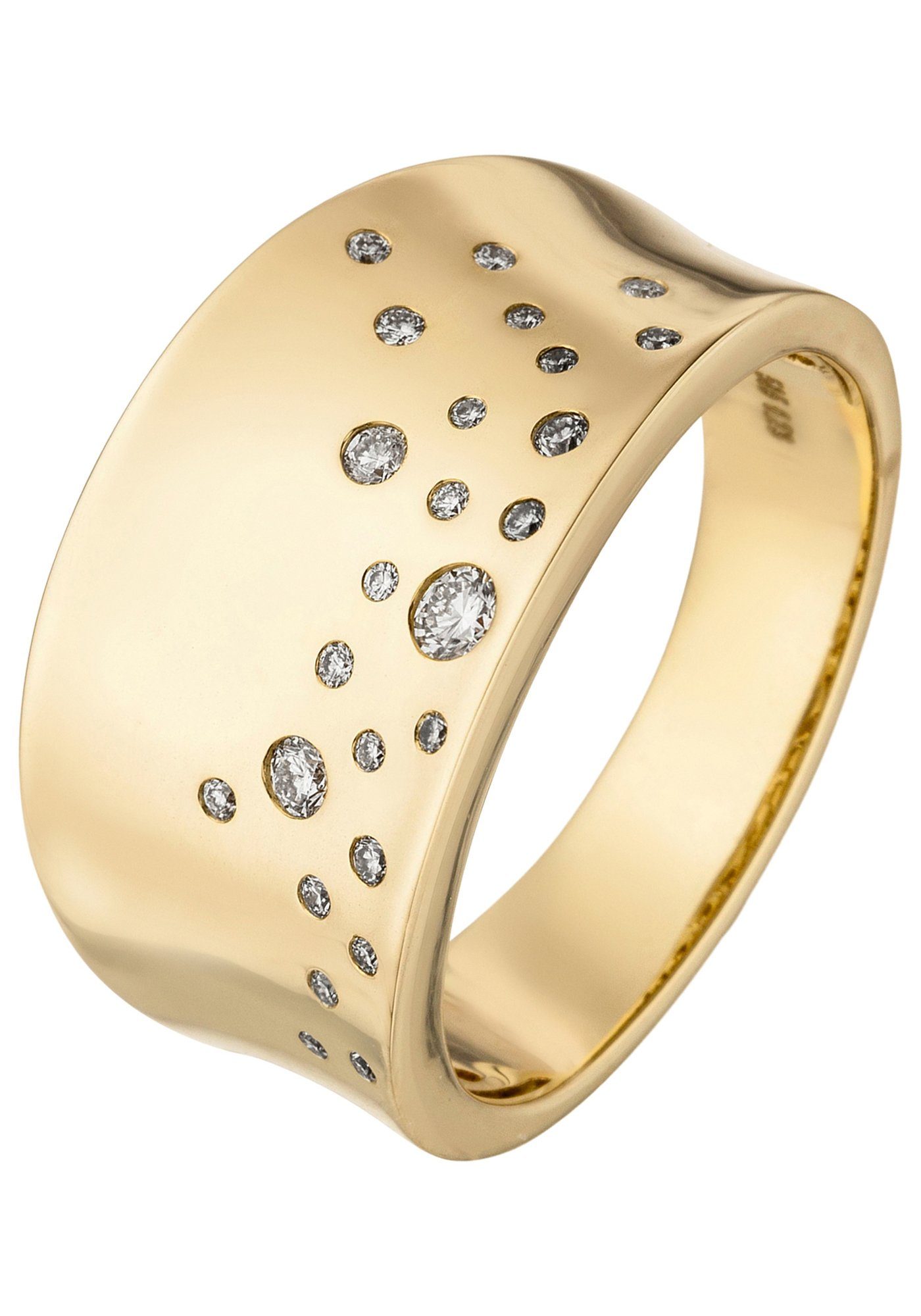 JOBO Diamantring, breit 585 Gold mit 25 Diamanten