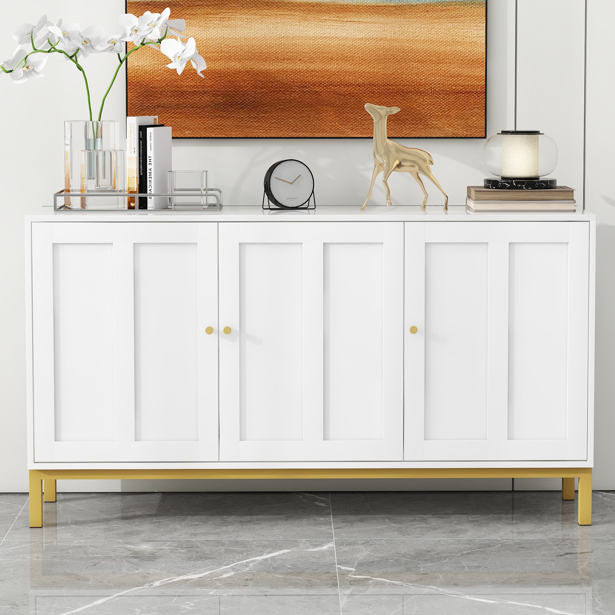 STILVORA Sideboard mit Marmorplatte,Aufwahrungsschrank Beistellschrank mit günstig online kaufen
