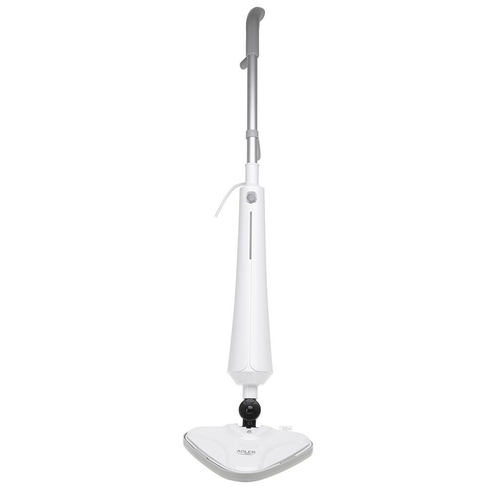 ADLER EUROPE Dampfreiniger AD 7068 Dampfmopp für Hartböden und Teppiche, Bodenreiniger, Heißdampf, 1300 W, Wischmopp ohne Chemie, Steam Mop, Laminat, Fliesen, Parkett weiß, grau