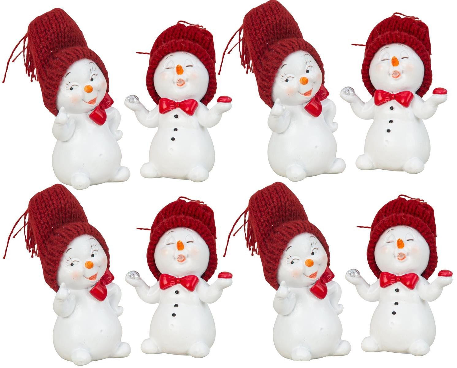 Geschenkestadl Schneemann 8 Stück Schneemann Фігурки Strickmütze 7cm Winterdeko mehrere Кольора(ів)