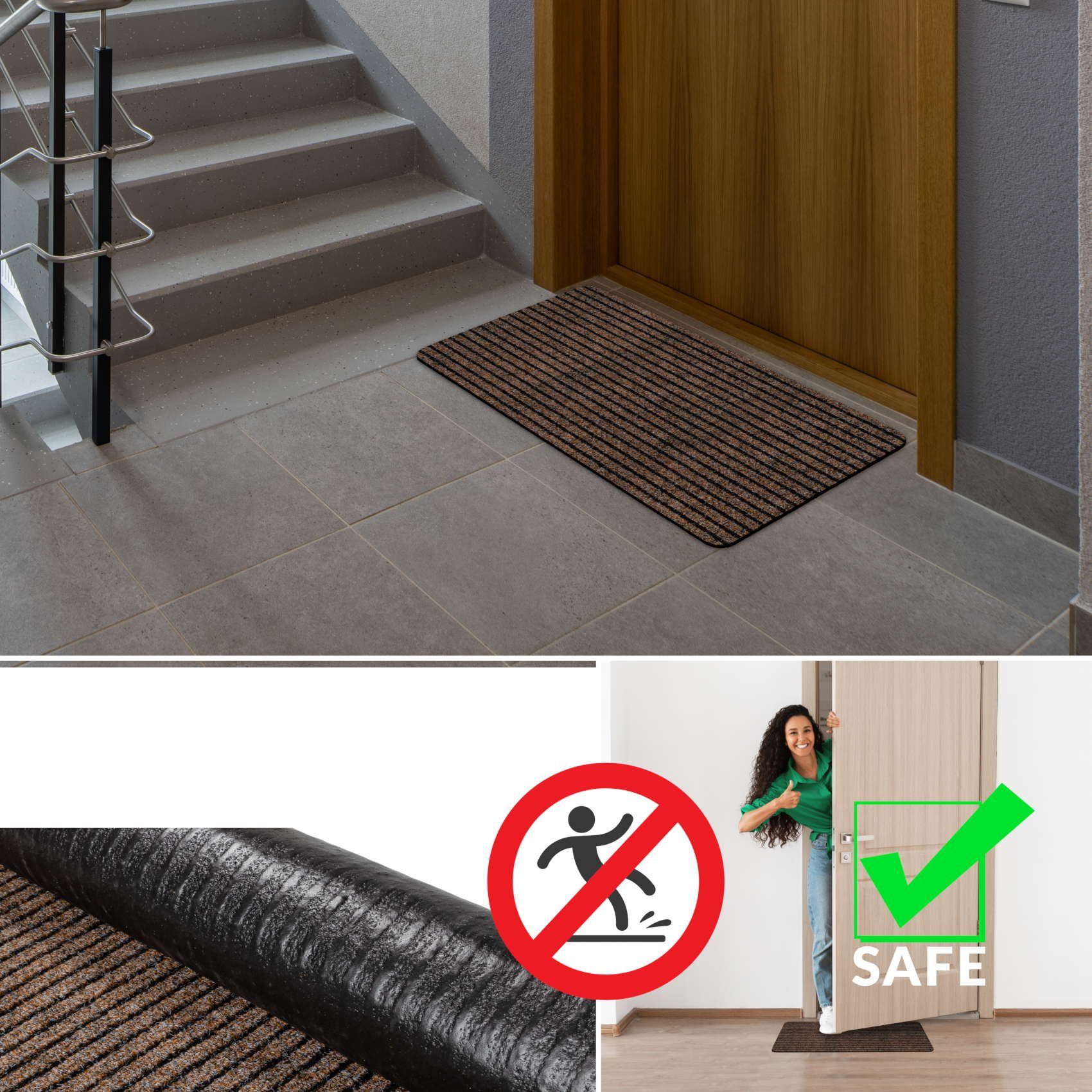 ANRO Fußmatte Türvorleger Schmutzfangmatte MiSCHA, eckig, Höhe: 3 mm, Robus günstig online kaufen