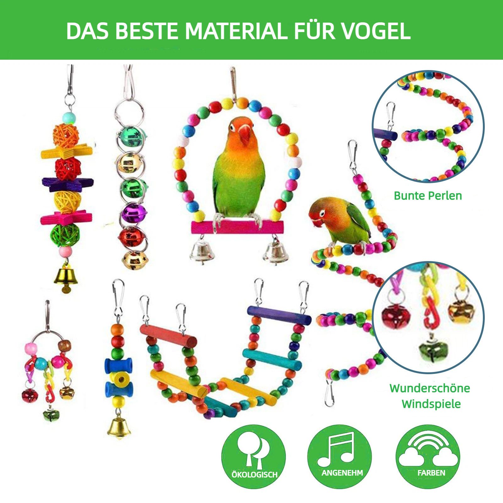 Mechright Vogelspielplatz 16-teiliges Set Wolkenleiter-Rattankugel-Hängerri günstig online kaufen