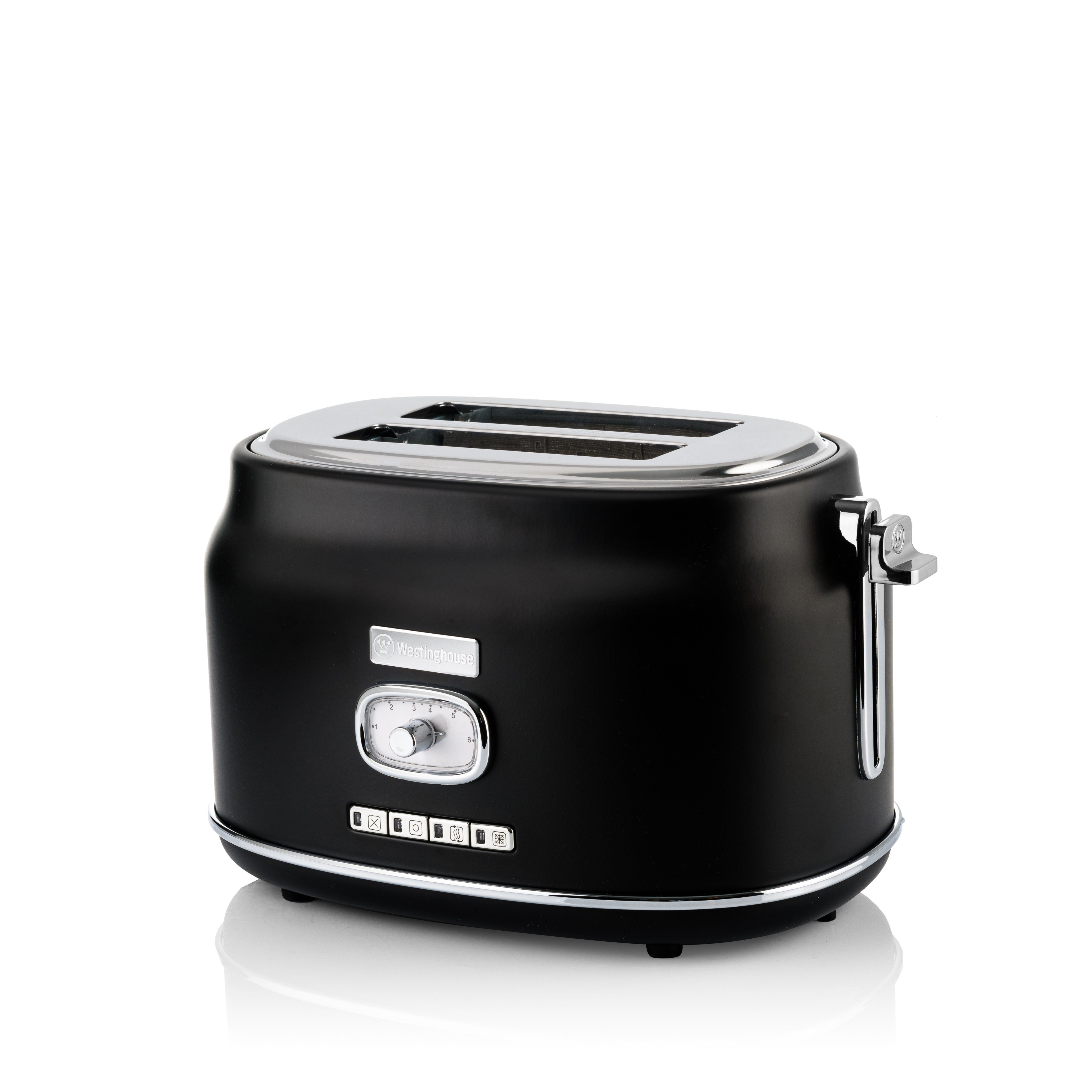 Westinghouse Toaster WKTTB857, Krümelschublade 6 Stufen, 2 kurze Schlitze, für 2 Scheiben, 815 W, Auftau-, Aufwärm-Funktion, Überhitzungsschutz