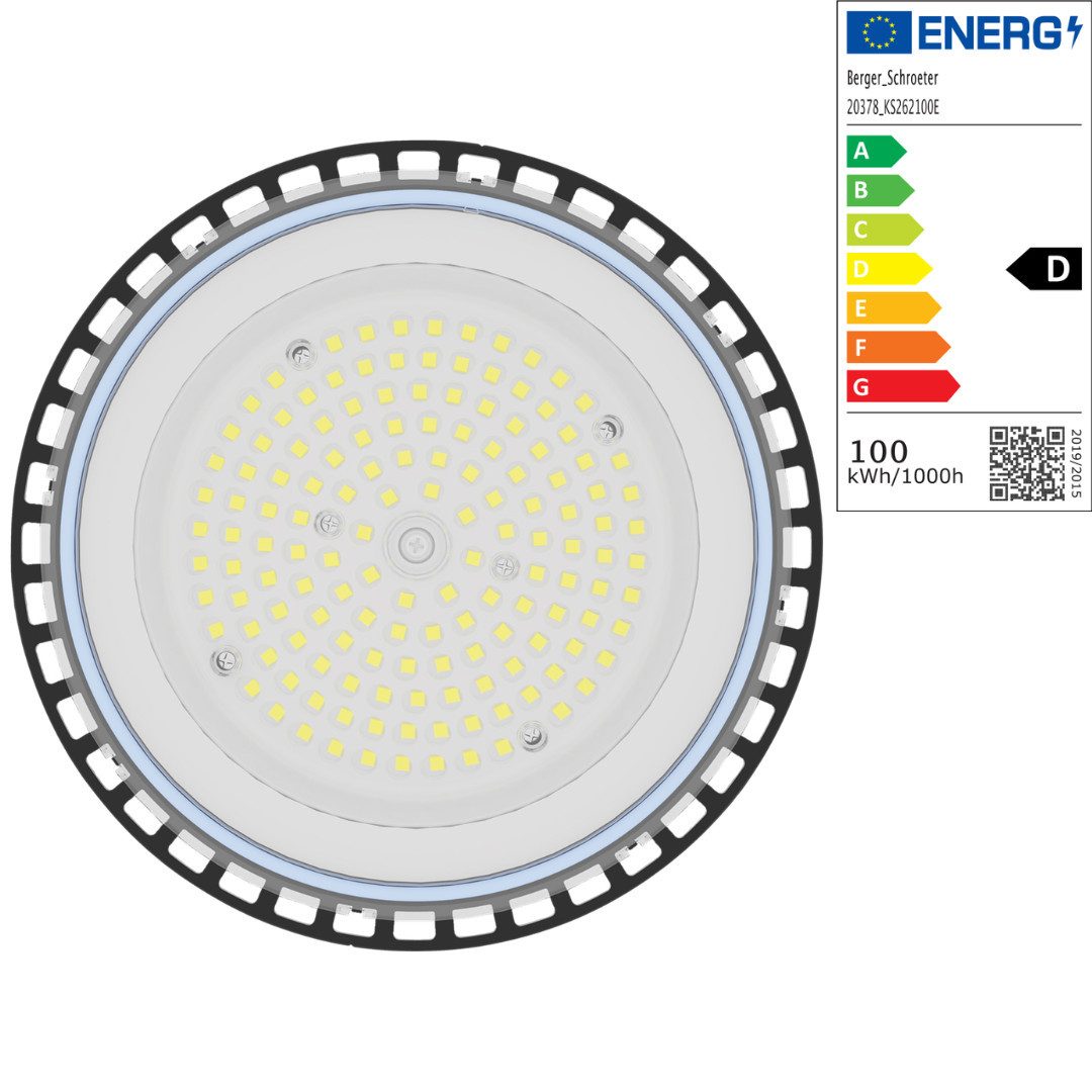Berger & Schröter LED Scheinwerfer LED Ufo high bay Hallenstrahler 120 W Energie A, LED fest integriert