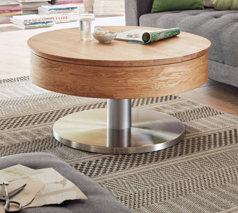 mca furniture couchtisch suva (wohnzimmertisch rund, eiche furnier