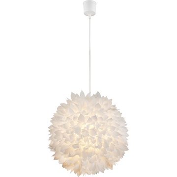 Globo Hängeleuchte, Leuchtmittel nicht inklusive, Hängelampe Pendellampe Wohnzimmerlampe Blüten Blätter weiß H 130 cm